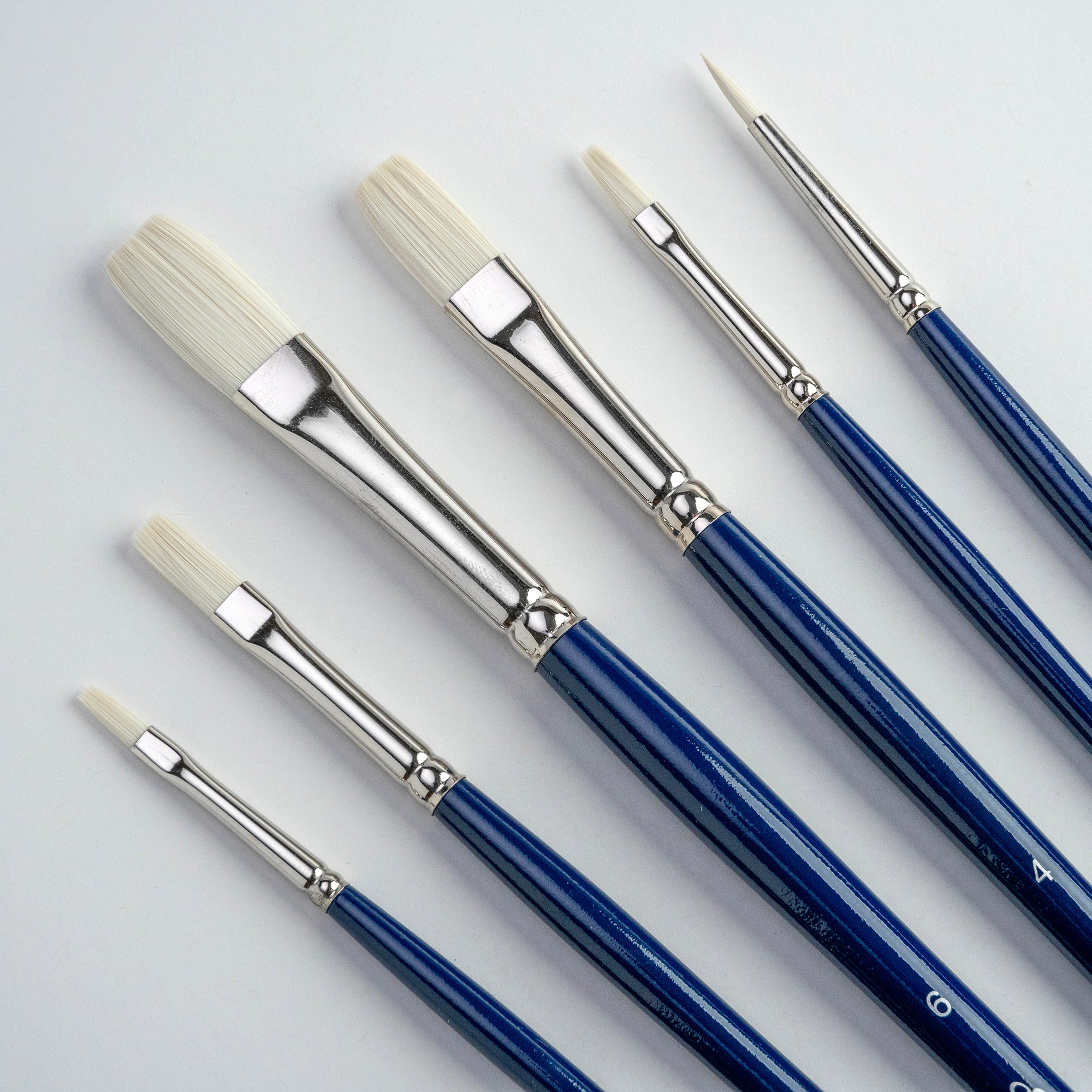 Bristlon Flat Brush Set, 6 Brushes