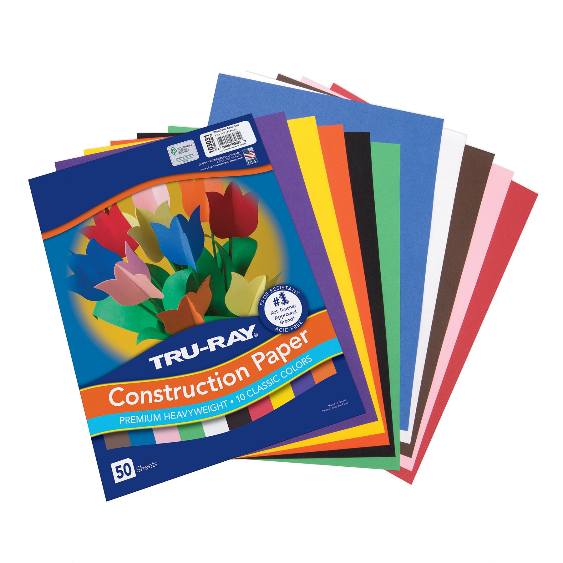 Construction Paper Classic Assortment, Heavyweight, 10 Classic Colors, 9" x 12", 50 Sheets