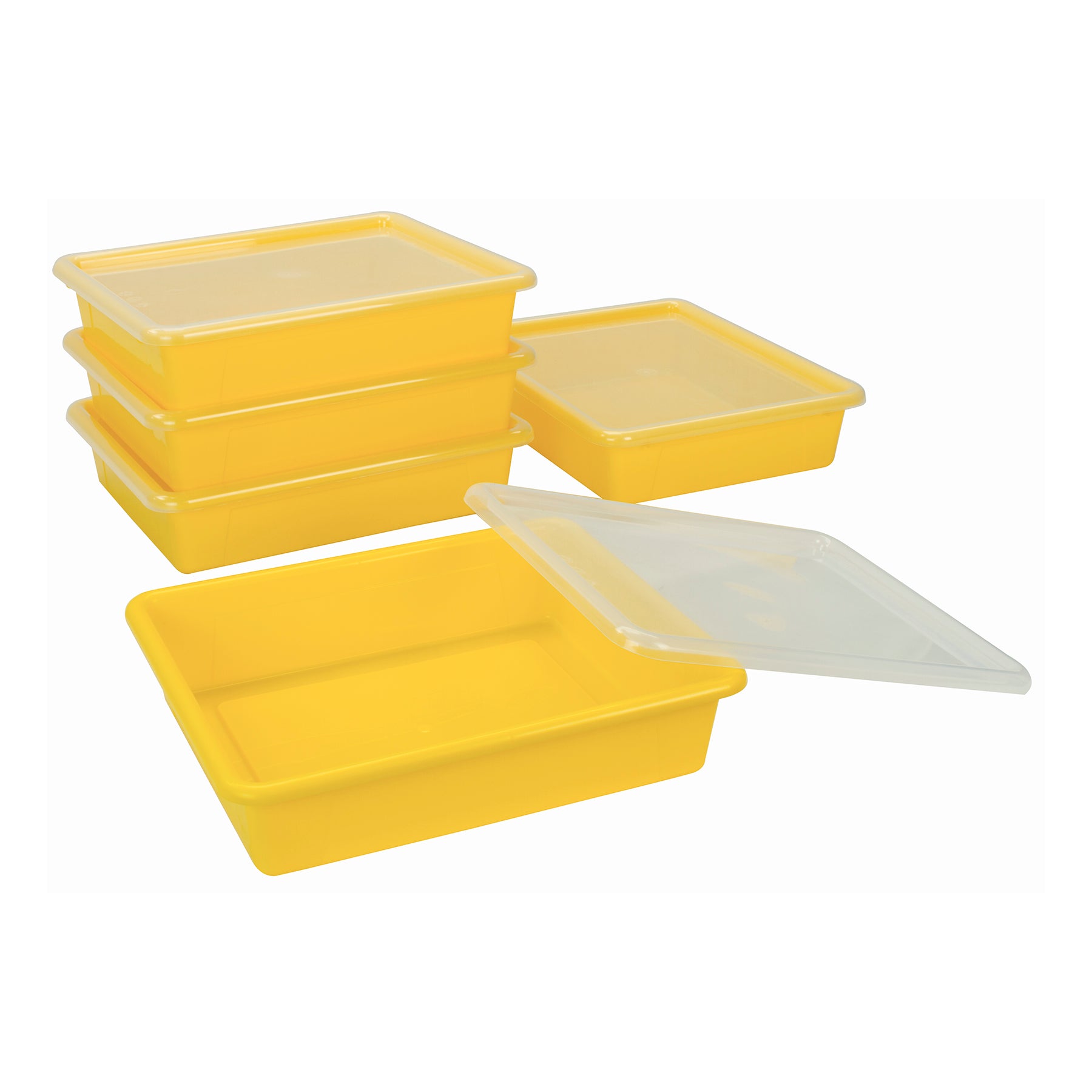 Flat Storage Tray with Lid, Yellow
