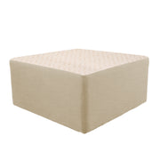 Outdoor 36" Square Ottoman with Sunbrella, 18" H - Fretwork Flax/Spectrum Sand
