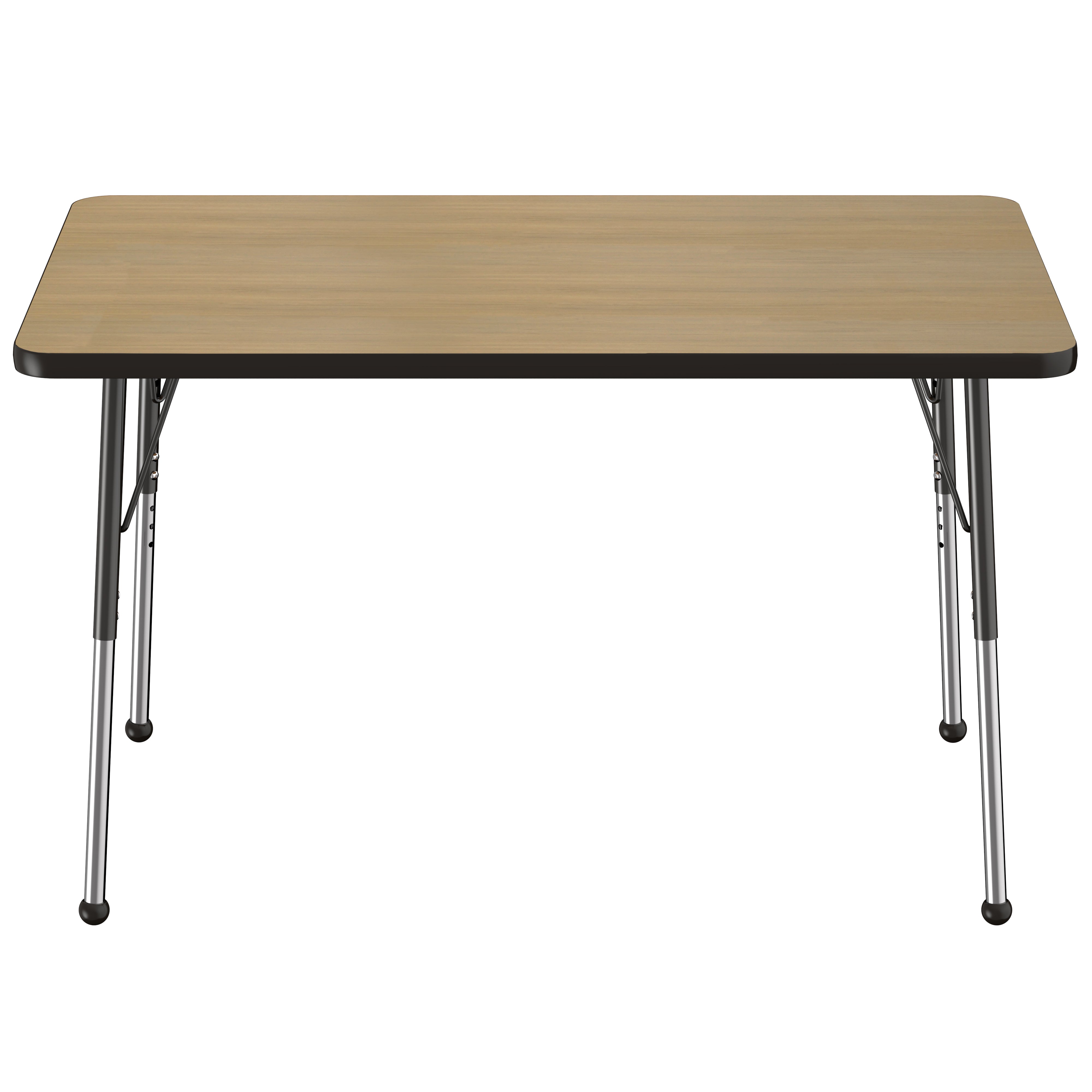 30" x 48" Rectangle Thermofused Activity Table with Adjustable Standard Ball Glide Legs - Pasadena Oak/Black