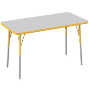 24" x 48" Rectangle T-Molding Activity Table with Adjustable Standard Swivel Glide Legs - Gray/Yellow