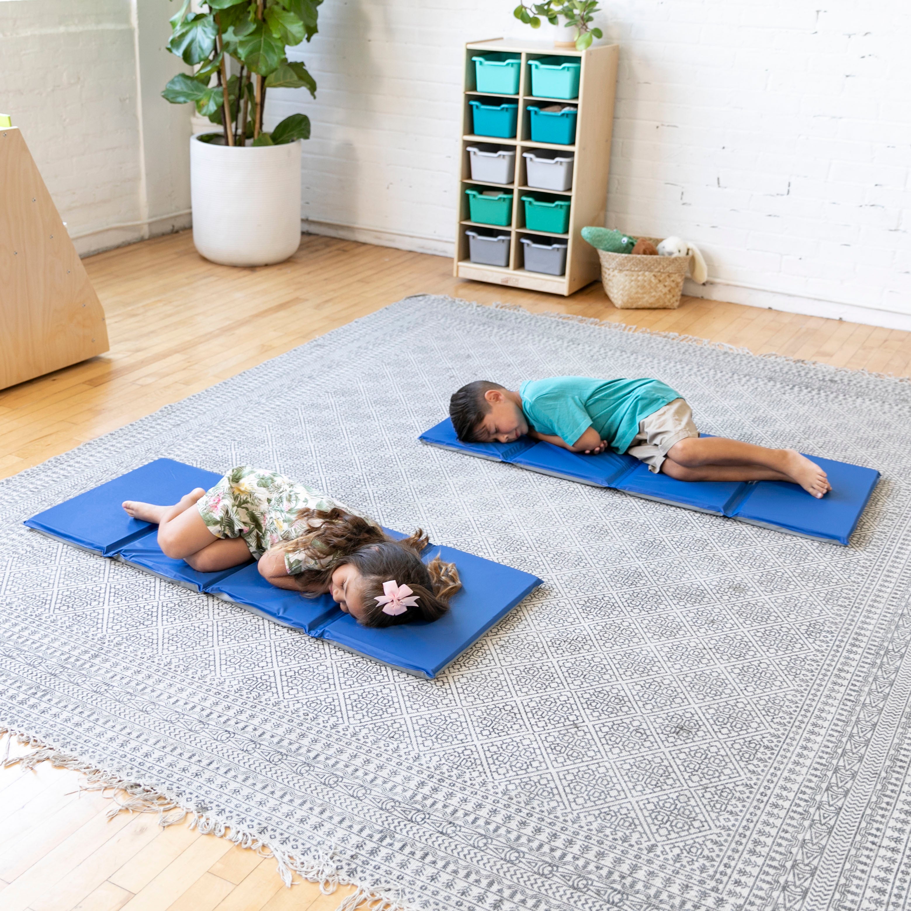 Everyday Folding Rest Mat 4-Section 1in 5-Pack - Blue/Grey