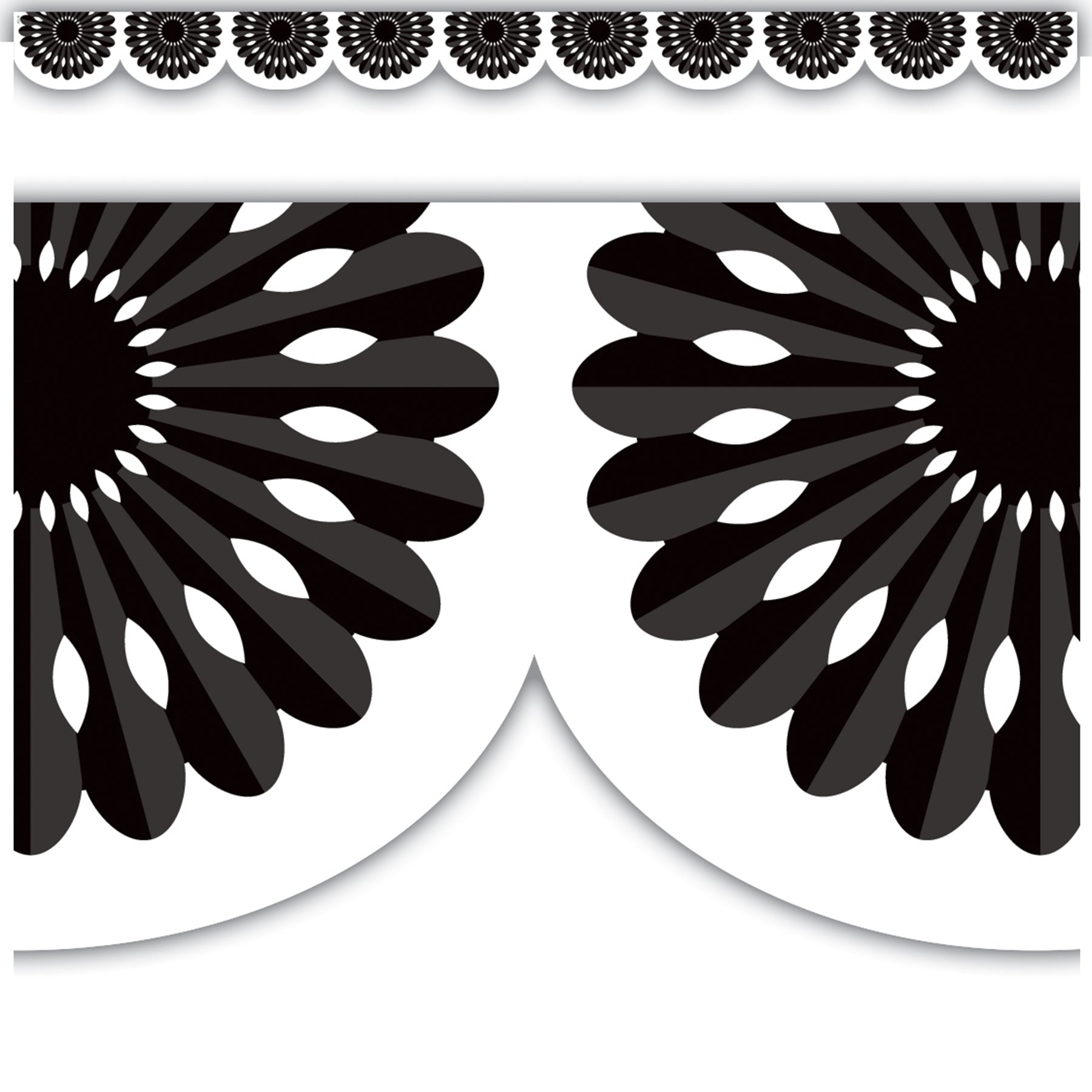 Black and White Fiesta Die-Cut Border Trim, 35 Feet