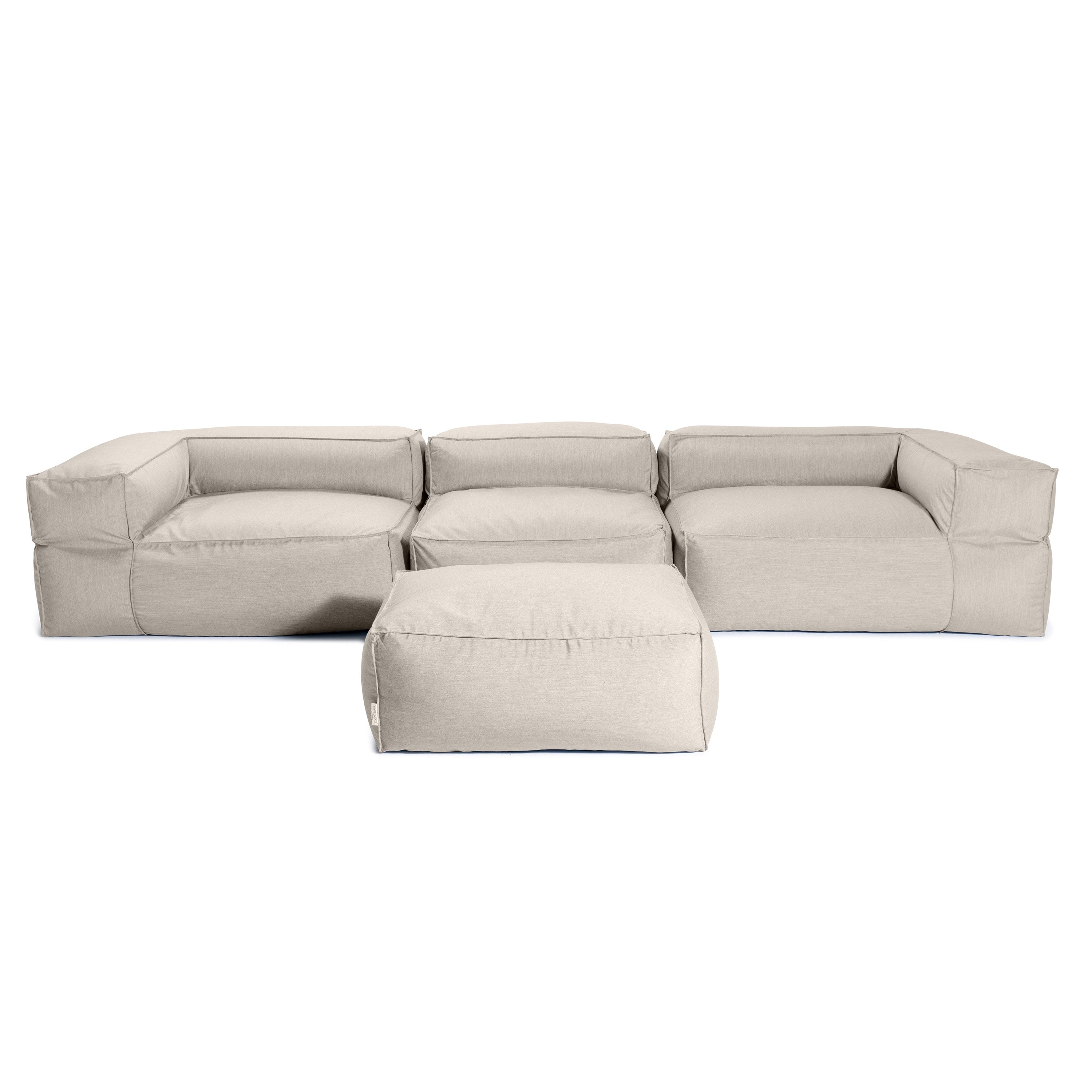 Baya 4 Piece Outdoor Sofa with Ottoman - Luxurious European Style Soft Seating, Silver