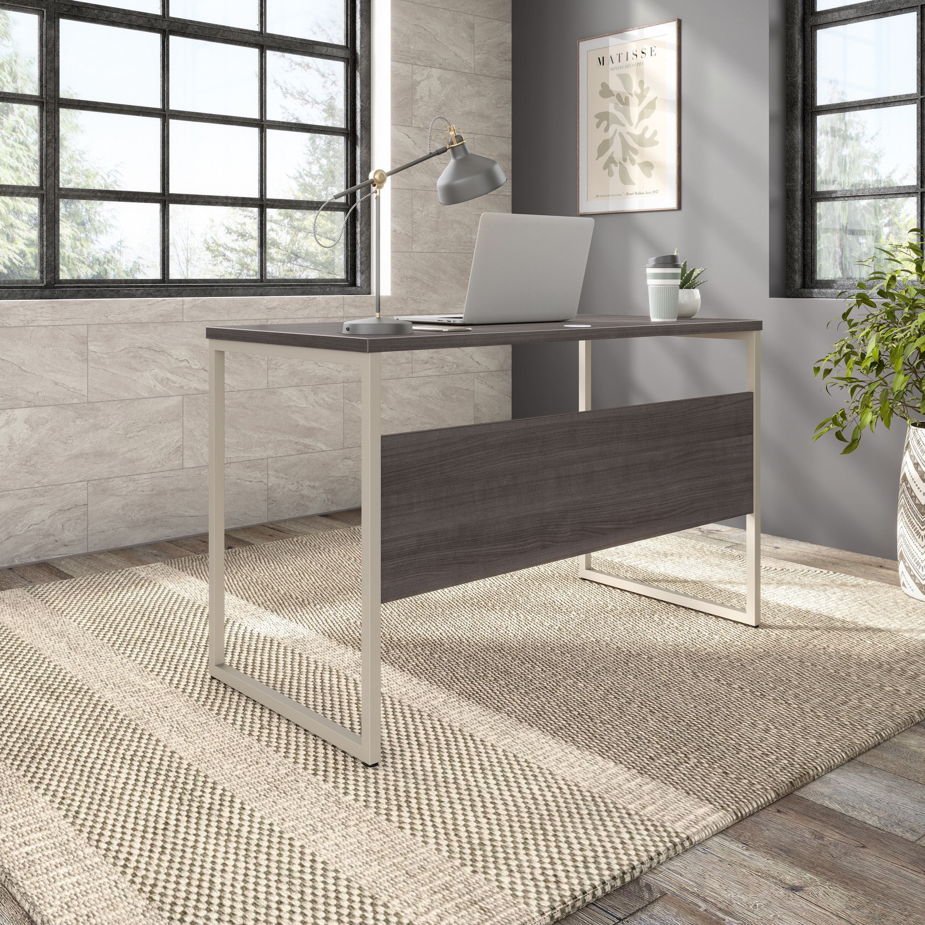 Bush Business Furniture Hybrid 48W x 24D Computer Table Desk with Metal Legs in Storm Gray - 47.6" Width x 23.35" Depth x 29.91" Height