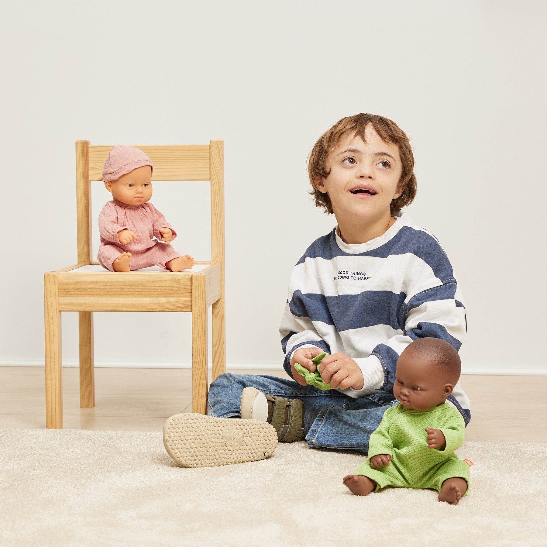 Baby Doll Caucasian Boy with Down Syndrome, 12-5/8"