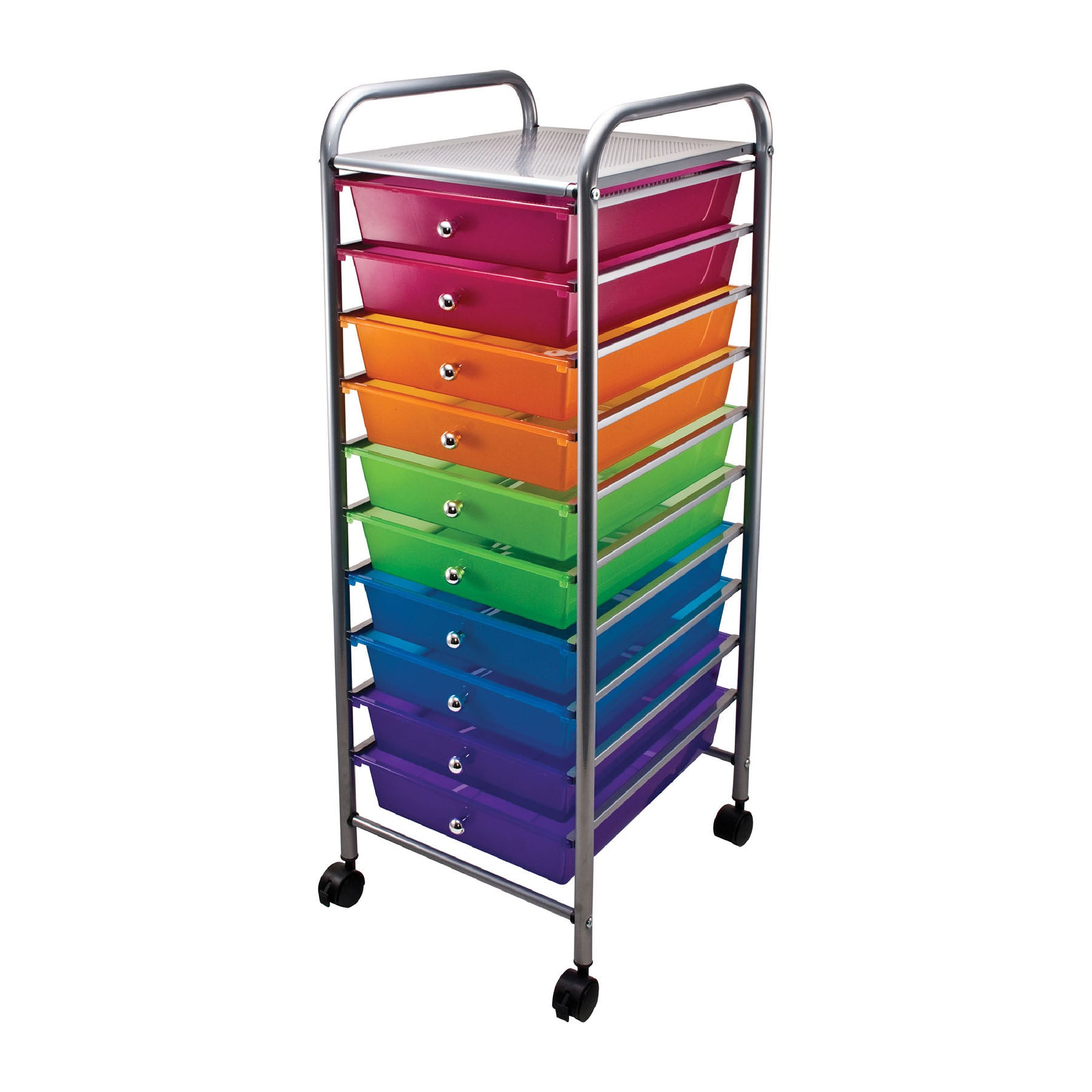 10-Drawer Rolling Cart, Multicolor
