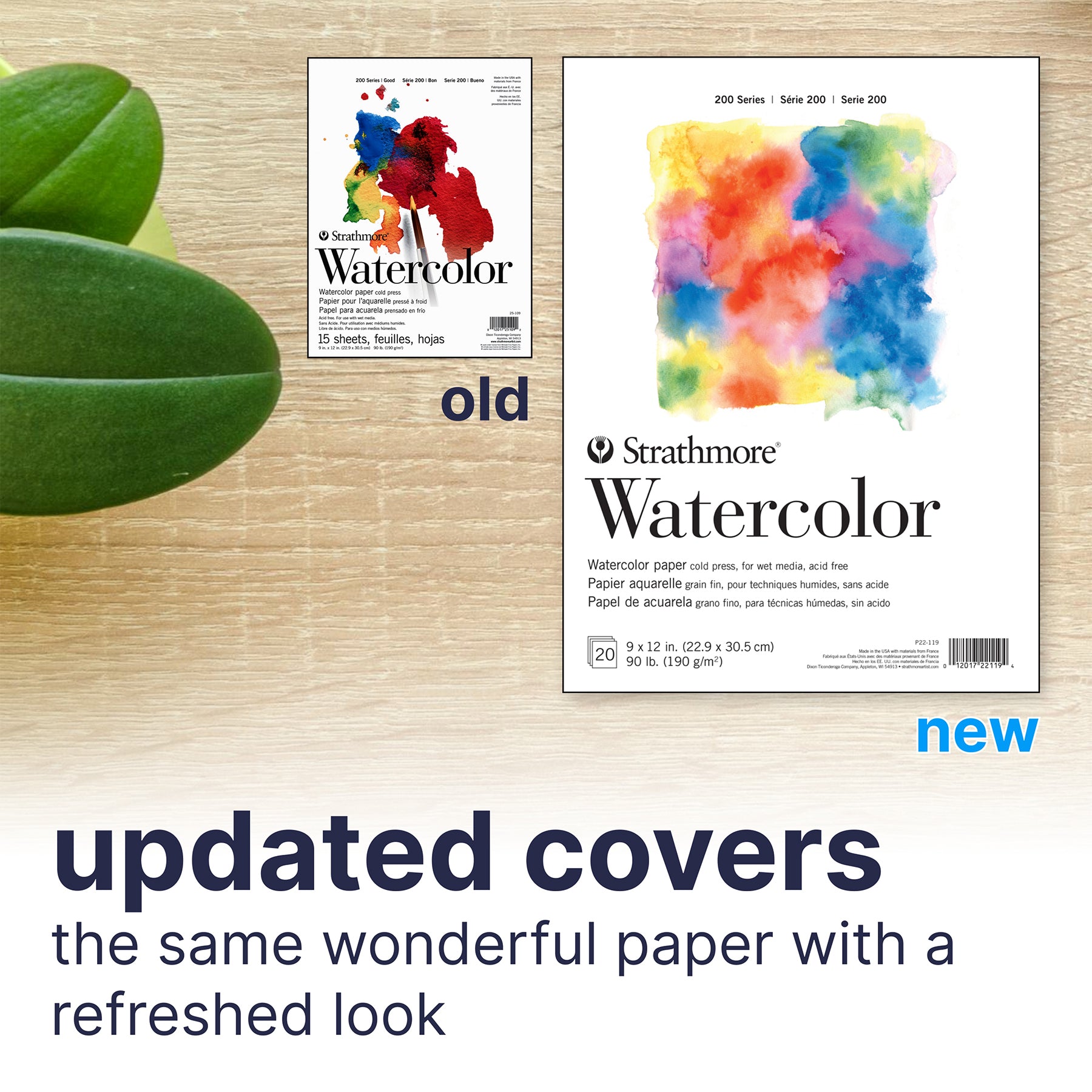 200 Series Watercolor Paper Pad, Tape Binding, 15 Sheet, 11x15 inch, 1 Count