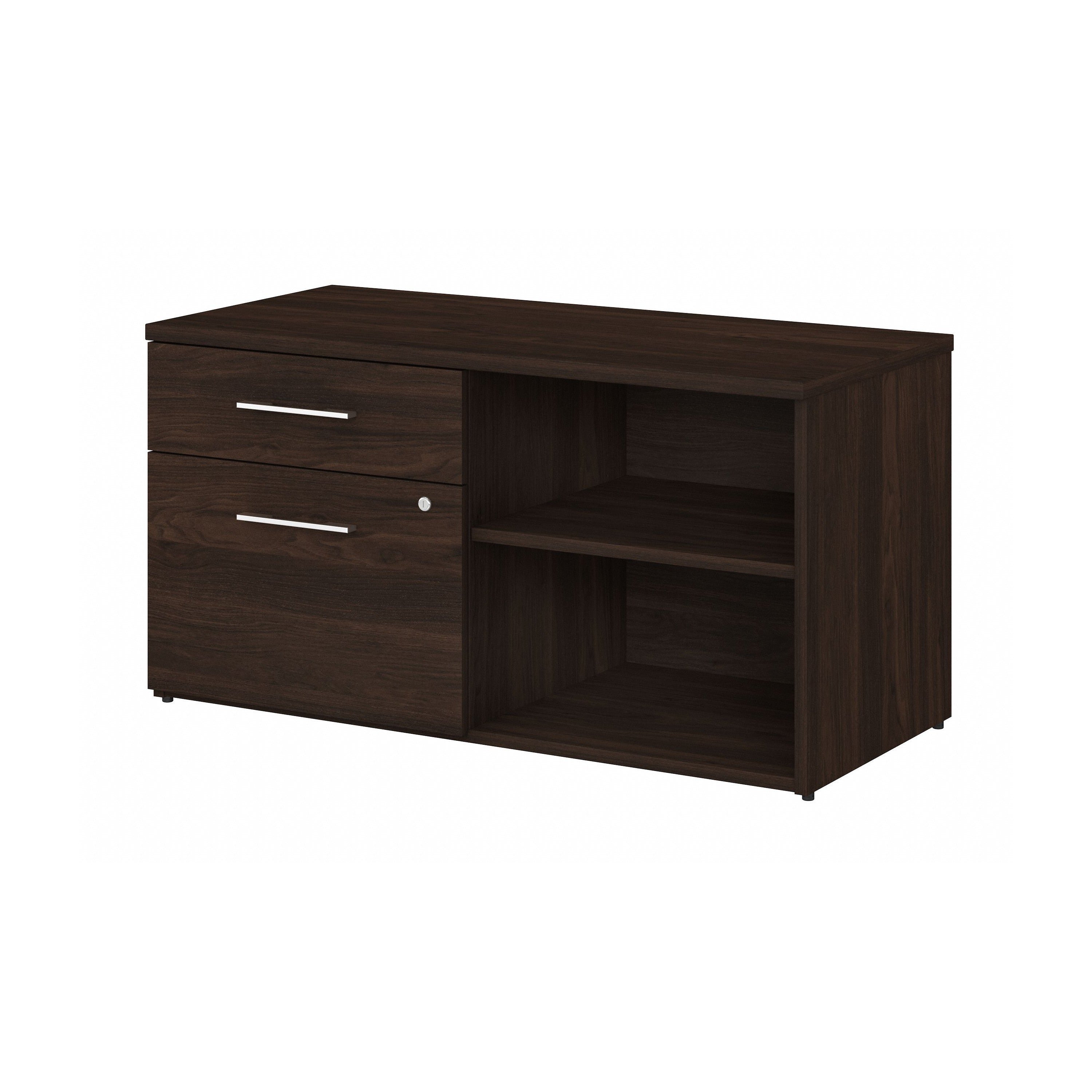Bush Business Furniture Office 500 Low Storage Cabinet with Drawers and Shelves in Black Walnut - 44.21" Width x 20.59" Depth x 23.2" Height