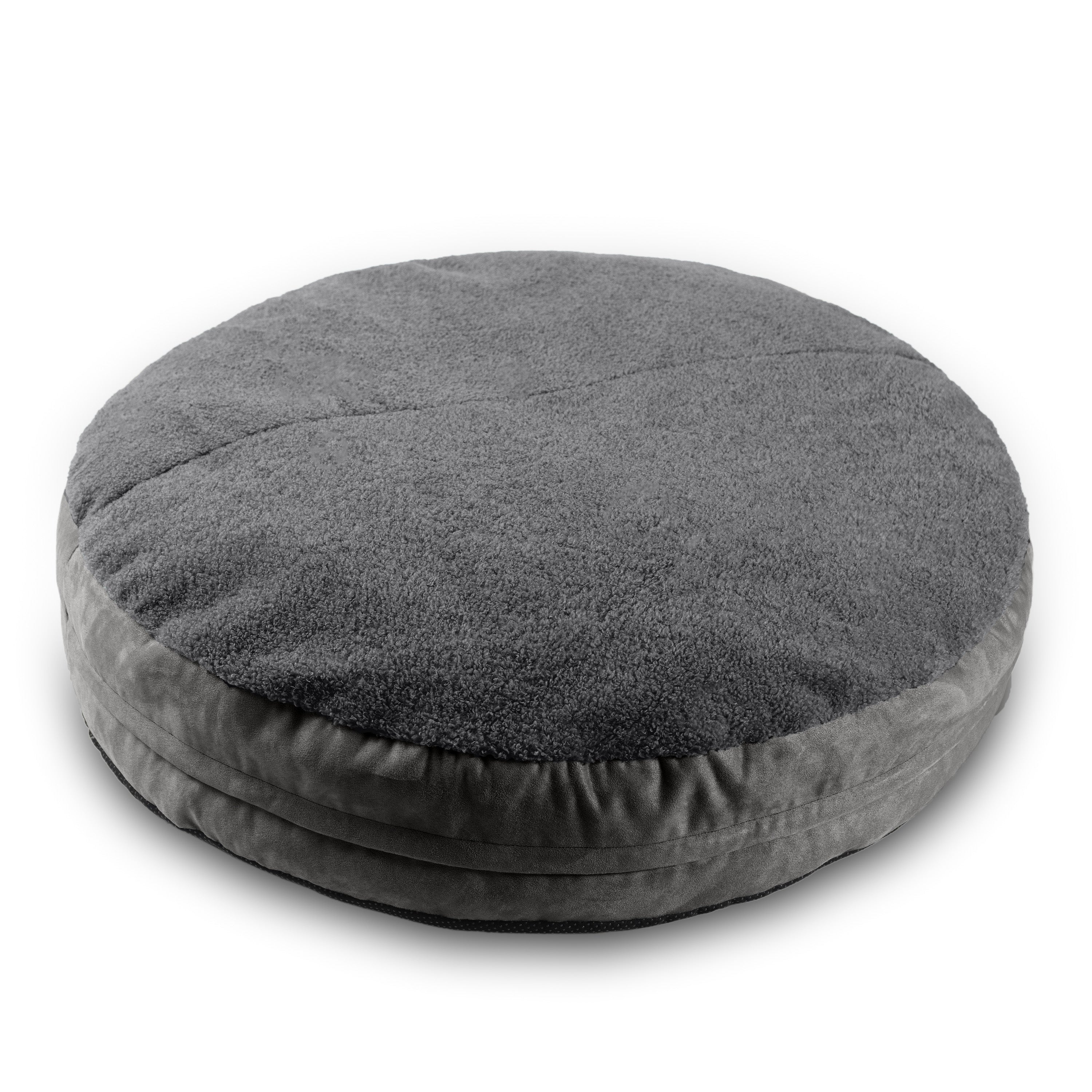 Jaxx Robbi Dog Bed Bean Bag – Round Bed with Machine Washable Cover and No-Slip Base - Supportive Memory Foam for Senior Dogs & Joint Pain Relief - Ultimate Comfort & Luxury - Medium, Grey / Charcoal