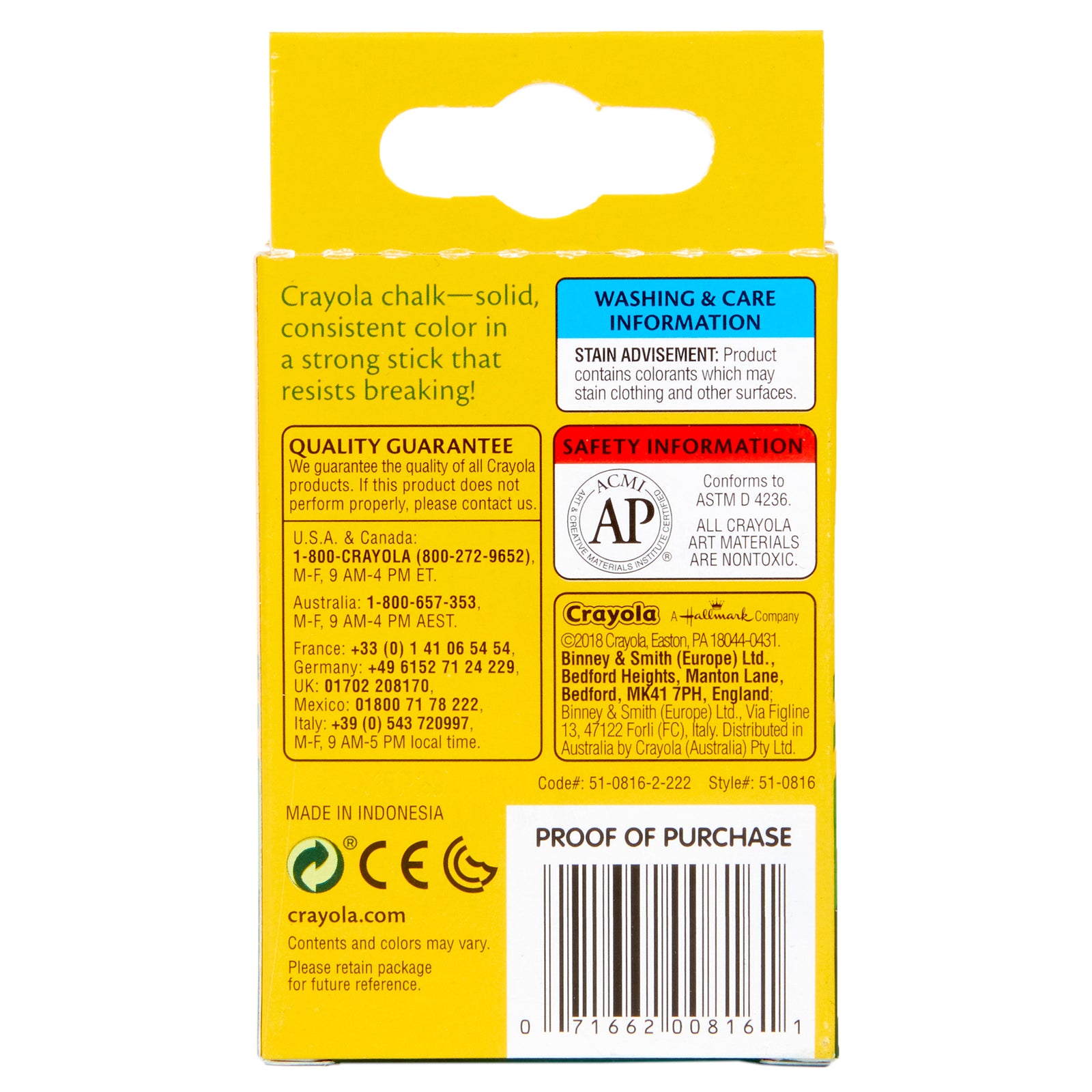 Multi-Colored Children's Chalk, 12 Count