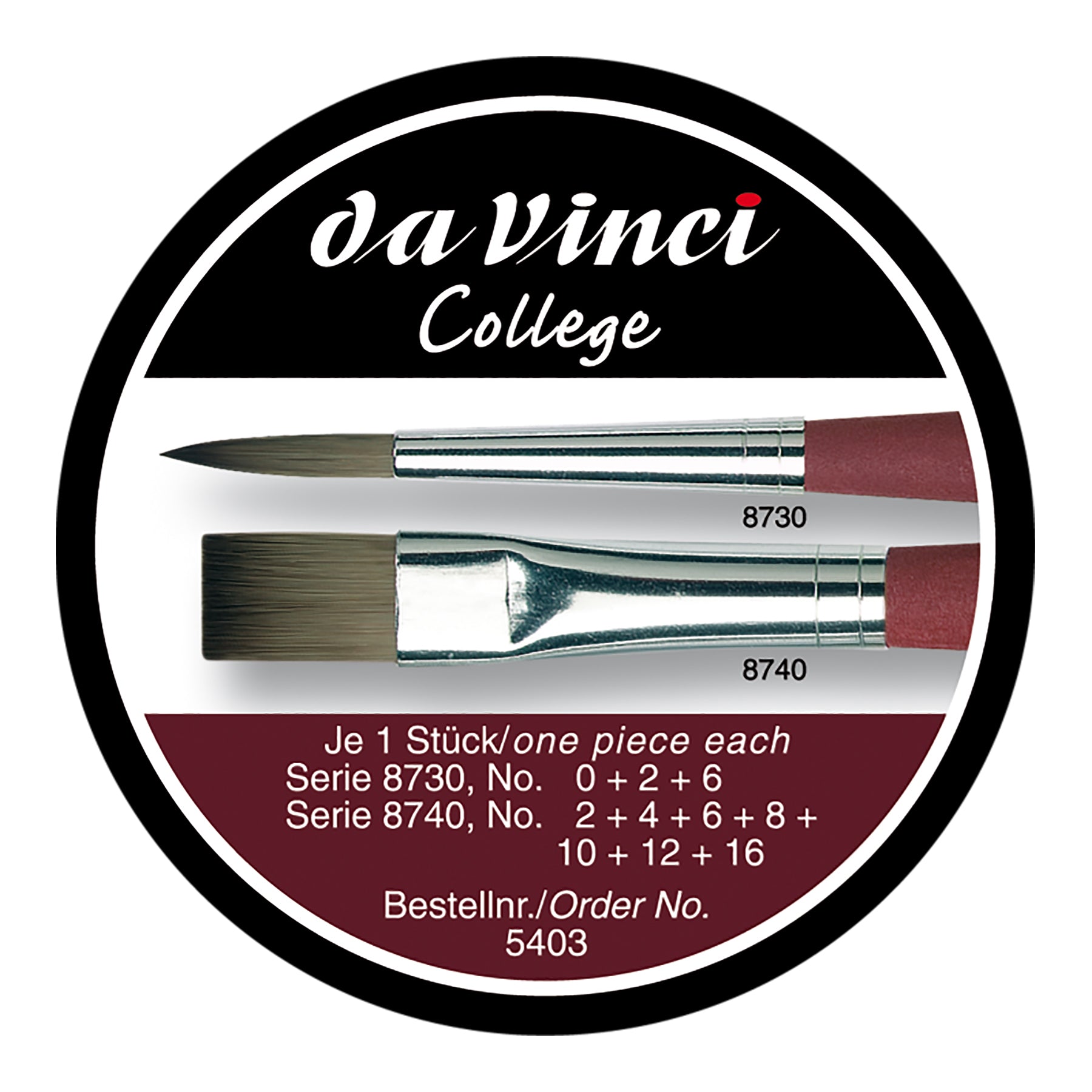 COLLEGE Student Brush, Synthetic, Acrylic & Oil, Assorted, 10 Brush Set in Gift Tin
