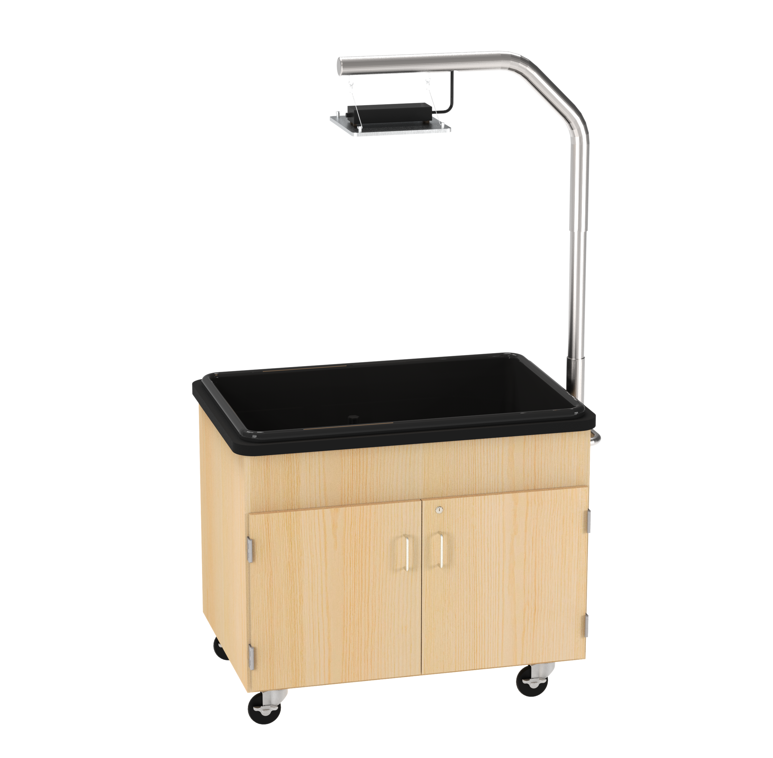 Hydroponics Growing Center, Light Hardwood, Silver Metal
