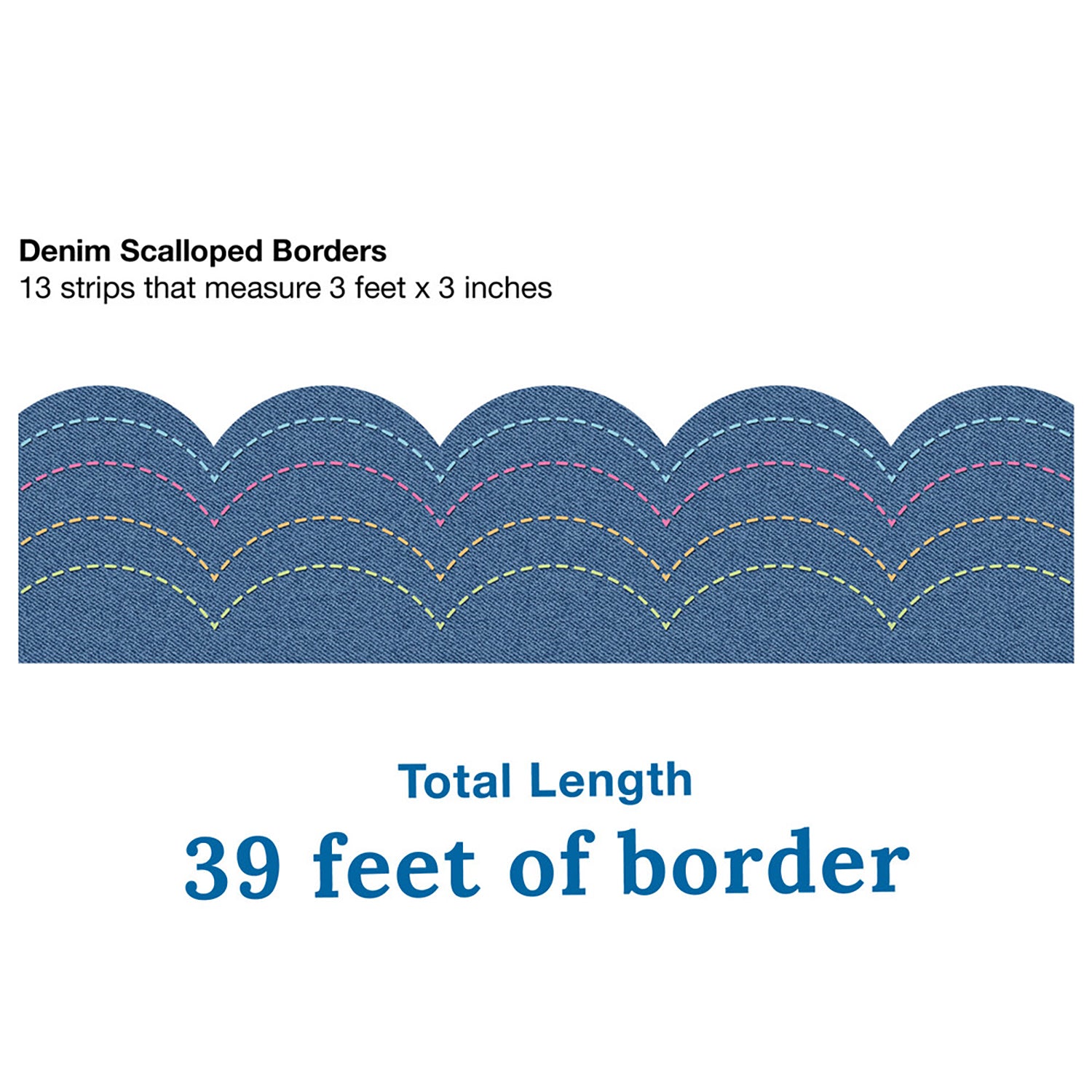 Crafty and Cool Denim Scalloped Bulletin Board Borders, 39 Feet
