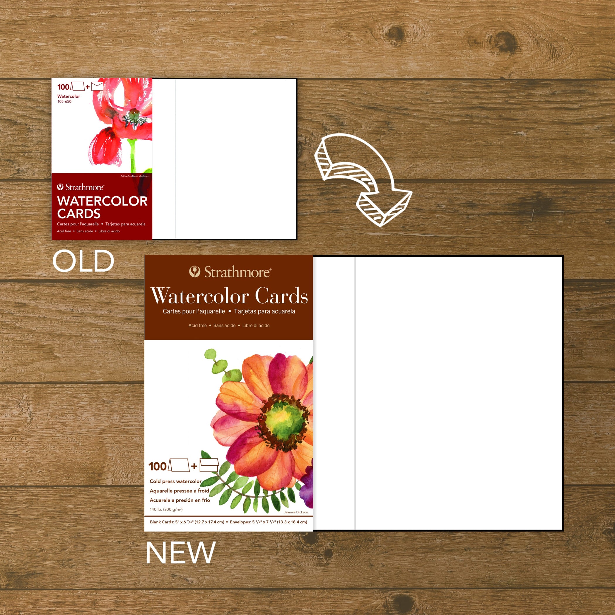 400 Series Watercolor Cards & Envelopes, 5x6.875 inch, 100 Pack