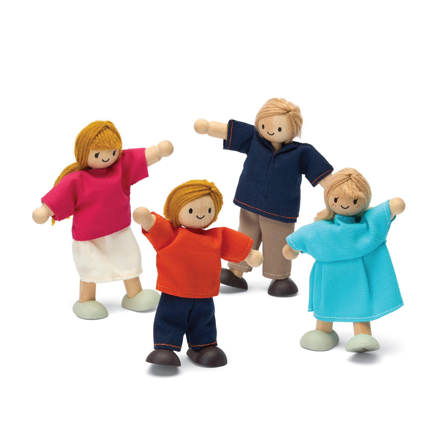 Wooden Doll Family - Light Skin Tone & Blonde Hair