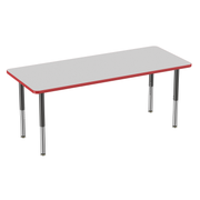 30" x 72" Rectangle T-Molding Activity Table with Adjustable Super Legs - Gray/Red/Black