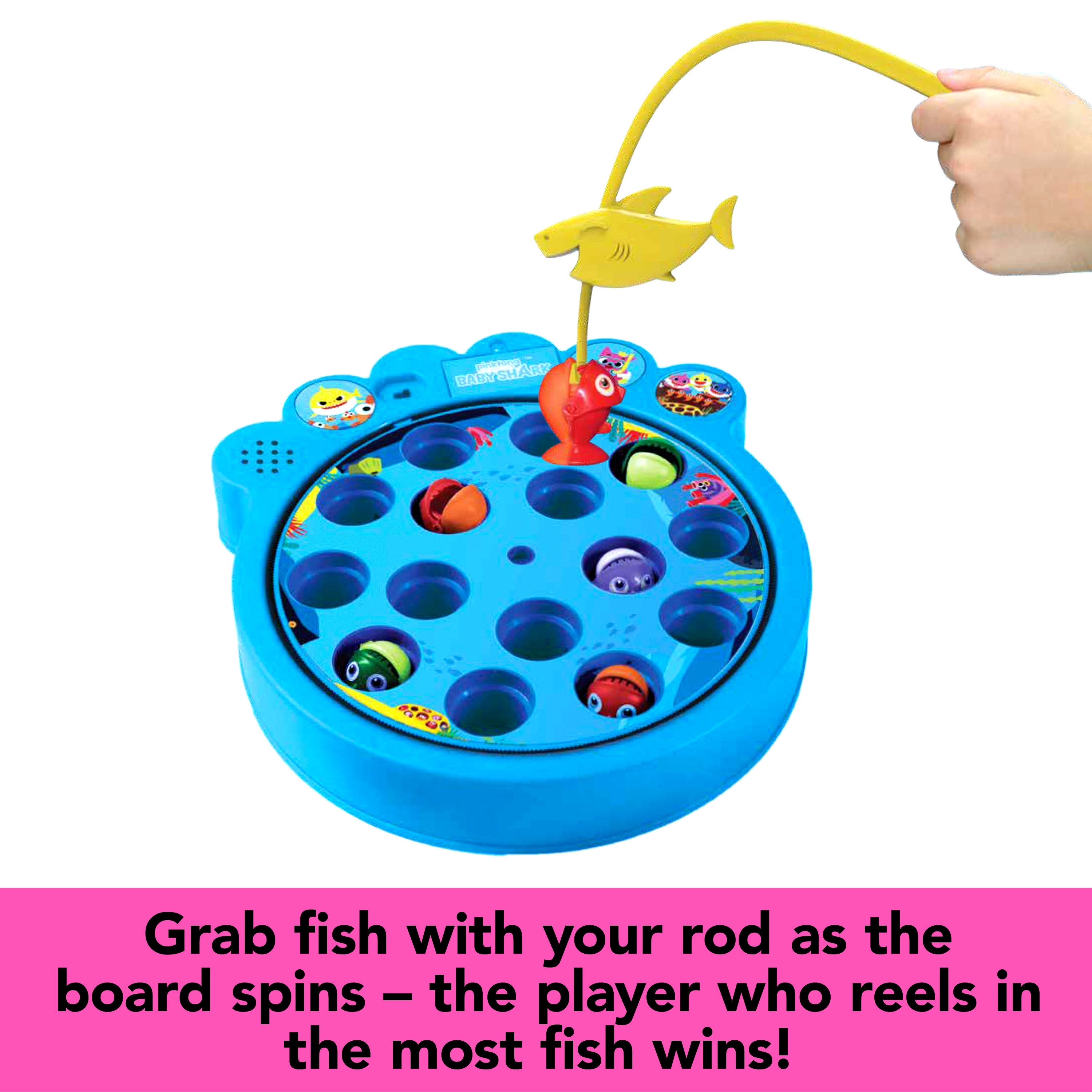 Spin Master Games, Pinkfong Baby Shark Let's Go Hunt Musical Fishing Game with Sound, Preschool Educational Toy, for Fans of Baby Shark & Kids Who Love Music, 2-4 Players, for Ages 4 & Up