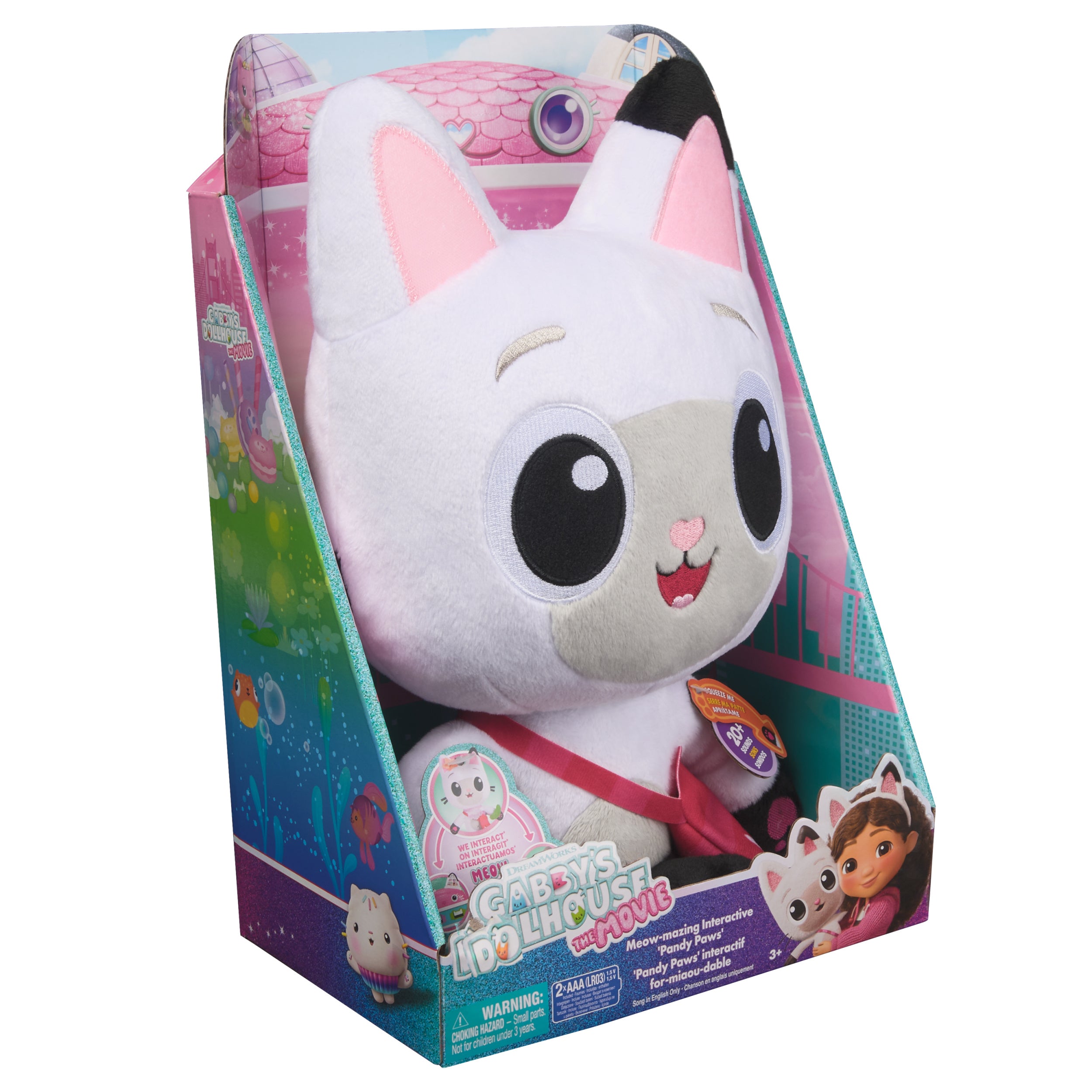 Gabby's Dollhouse: The Movie, Meow-mazing Interactive Pandy Paws Plush Toy with 3 Accessories & Removable Bag, Kids Toys for Girls & Boys Ages 3 and Up