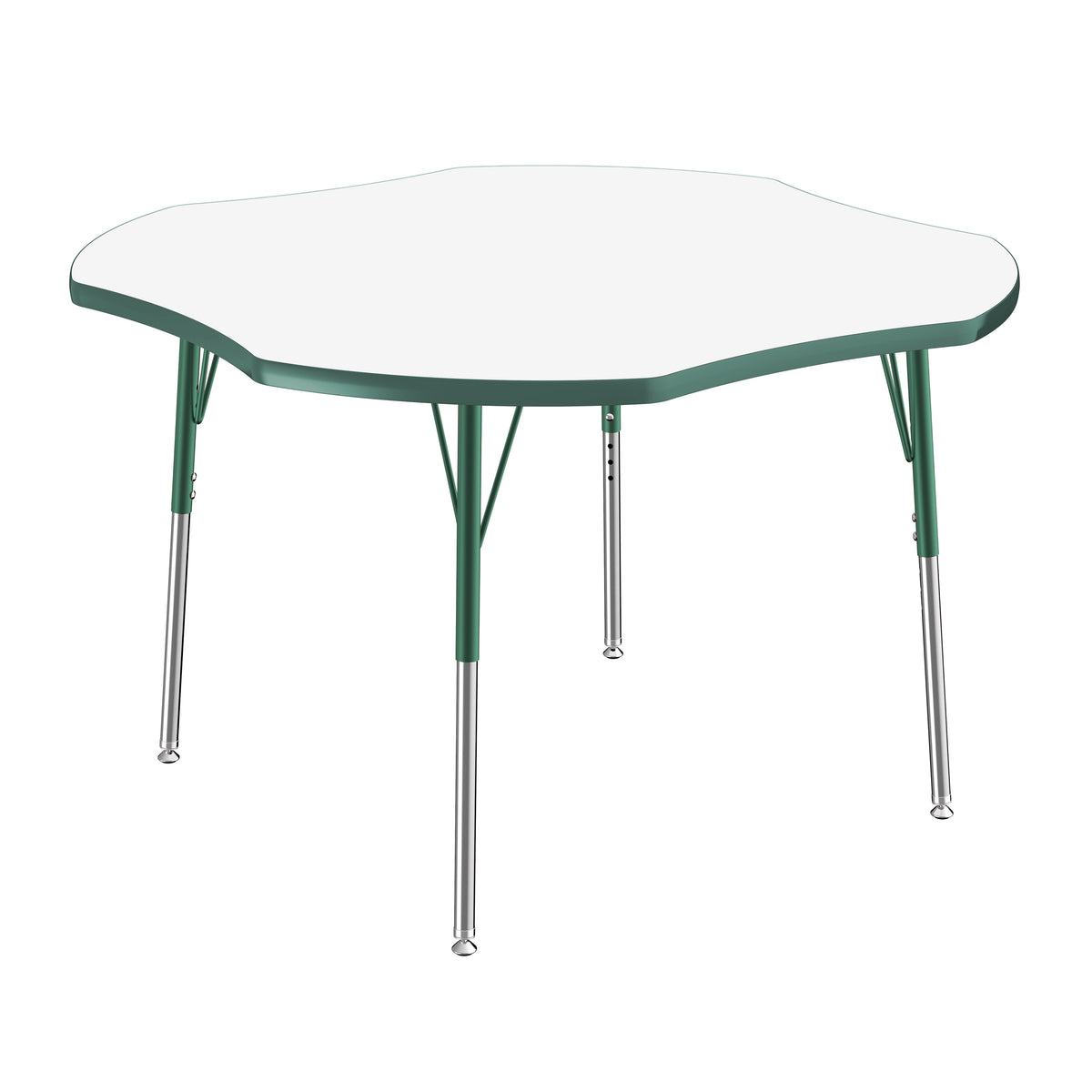 48" x 48" Clover Dry-Erase Activity Table with Adjustable Standard Swivel Glide Legs - Whiteboard/Green