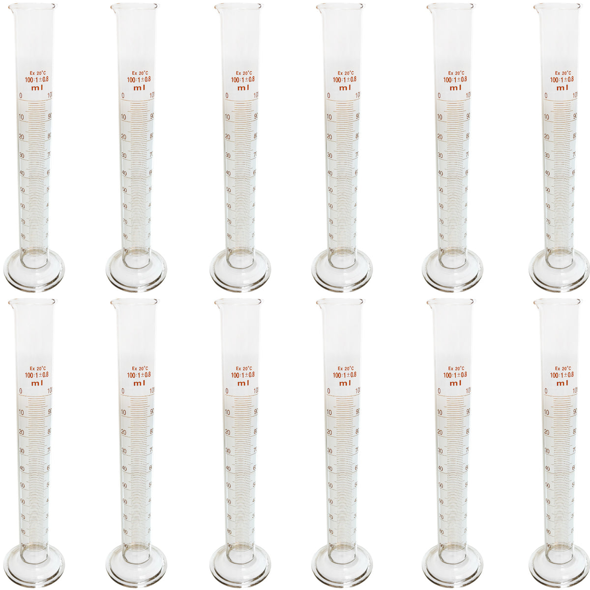 Cylinder, Double-Scale, Borosilicate Glass, 100ml, Pack of 12