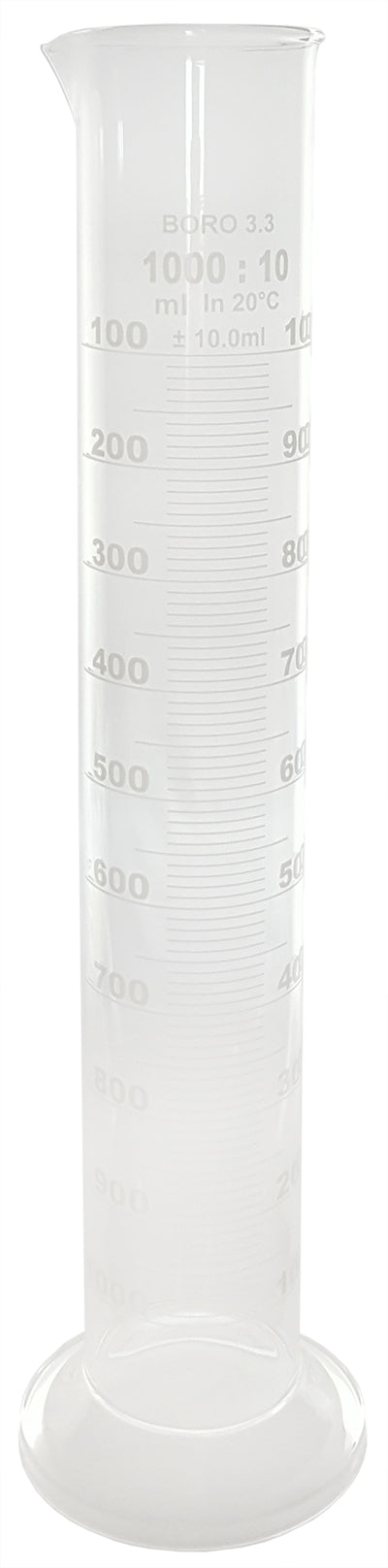 Cylinder, Double-Scale, Borosilicate Glass, 1000ml, Case of 12