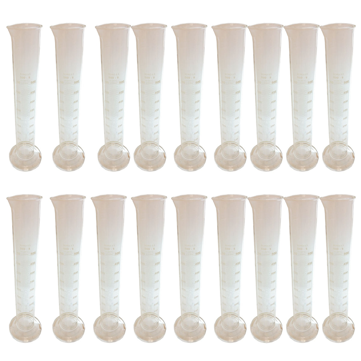 Cylinder, Double-Scale, Borosilicate Glass, 500ml, Case of 18
