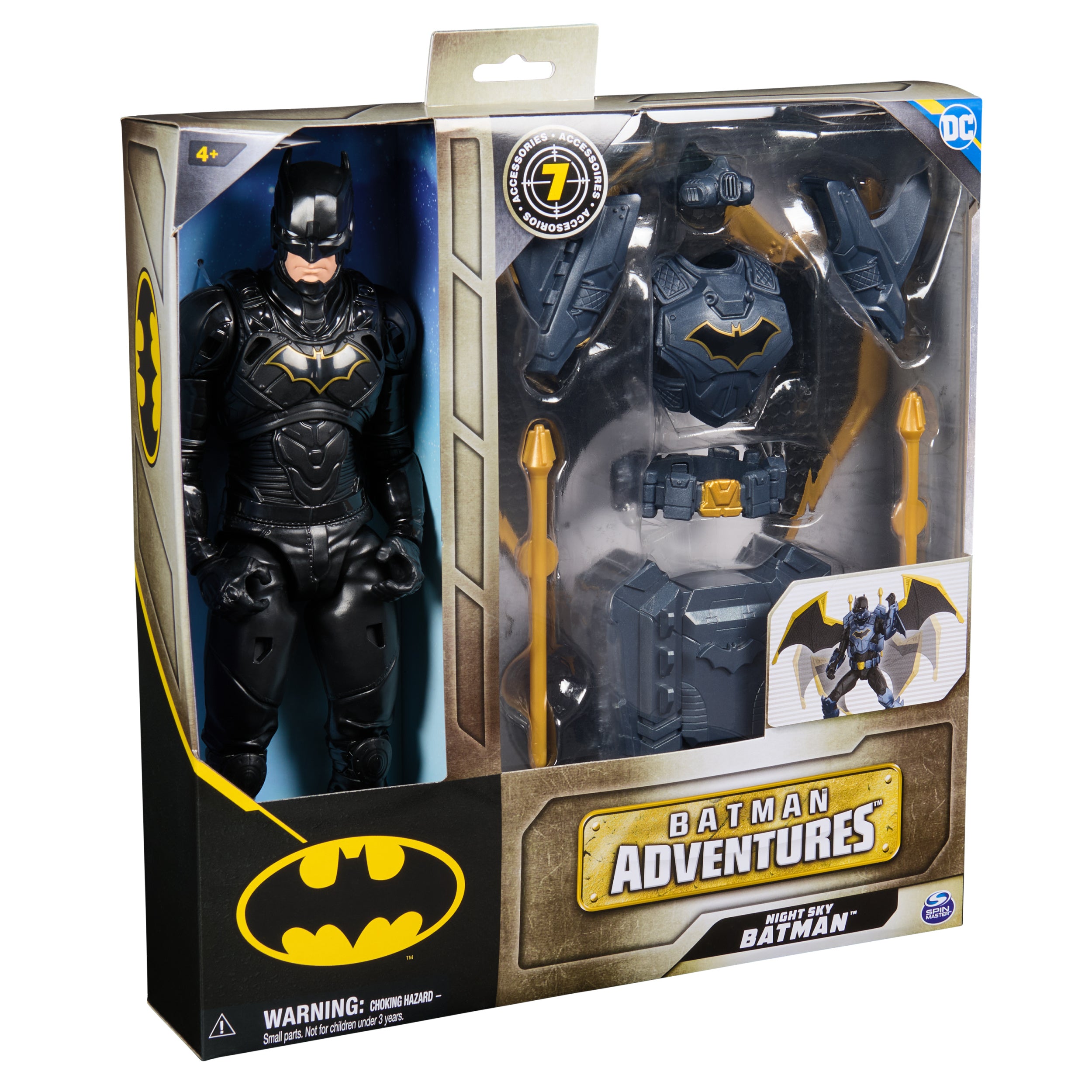Batman Adventures, 12-inch Night Sky Batman Action Figure with Expandable Wings, Kids Toys for Boys and Girls Age 3 and Up