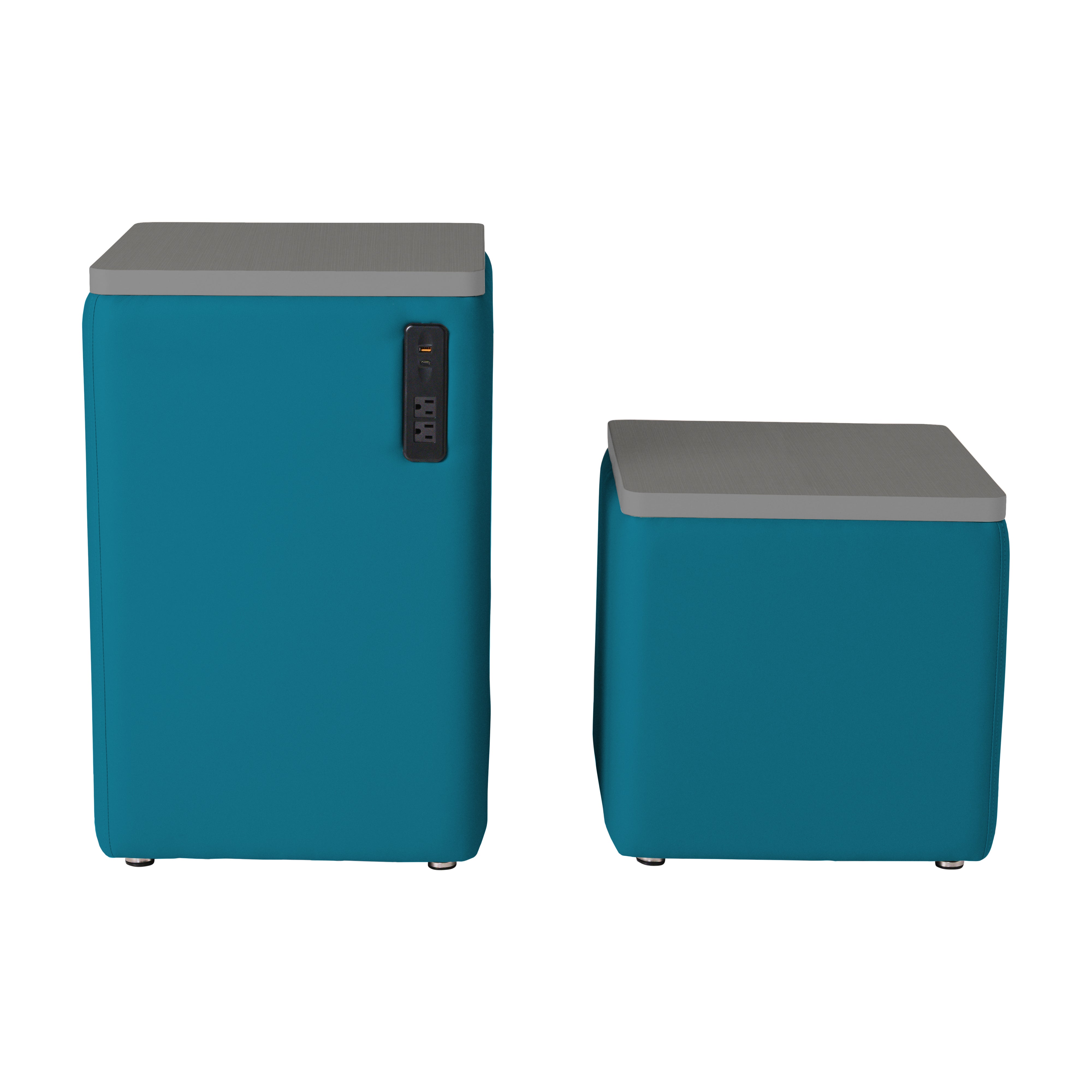 Pro Series Upholstered 18" x 18" Square Ottoman Table 18" Height - Teal/Cosmic Strandz