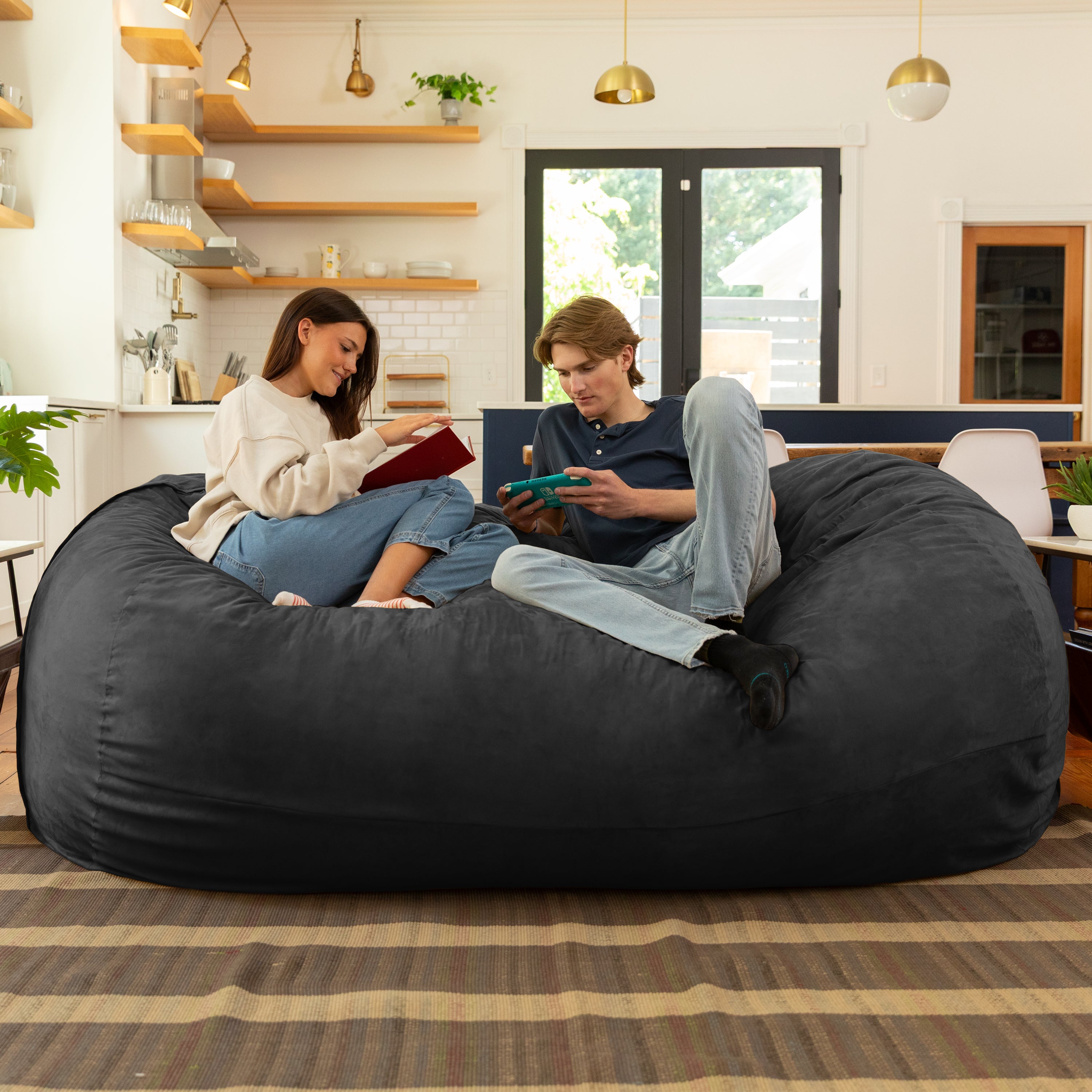 Jaxx 7 Foot Giant Bean Bag Sofa, Black