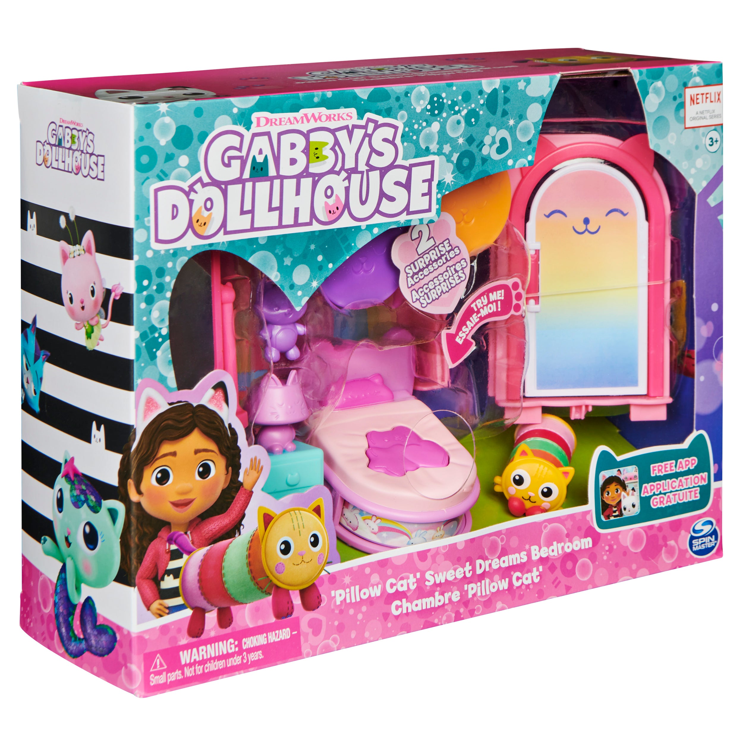 Gabby’s Dollhouse, Sweet Dreams Bedroom with Pillow Cat Figure and 3 Accessories, 3 Furniture and 2 Deliveries, Kids Toys for Ages 3 and up