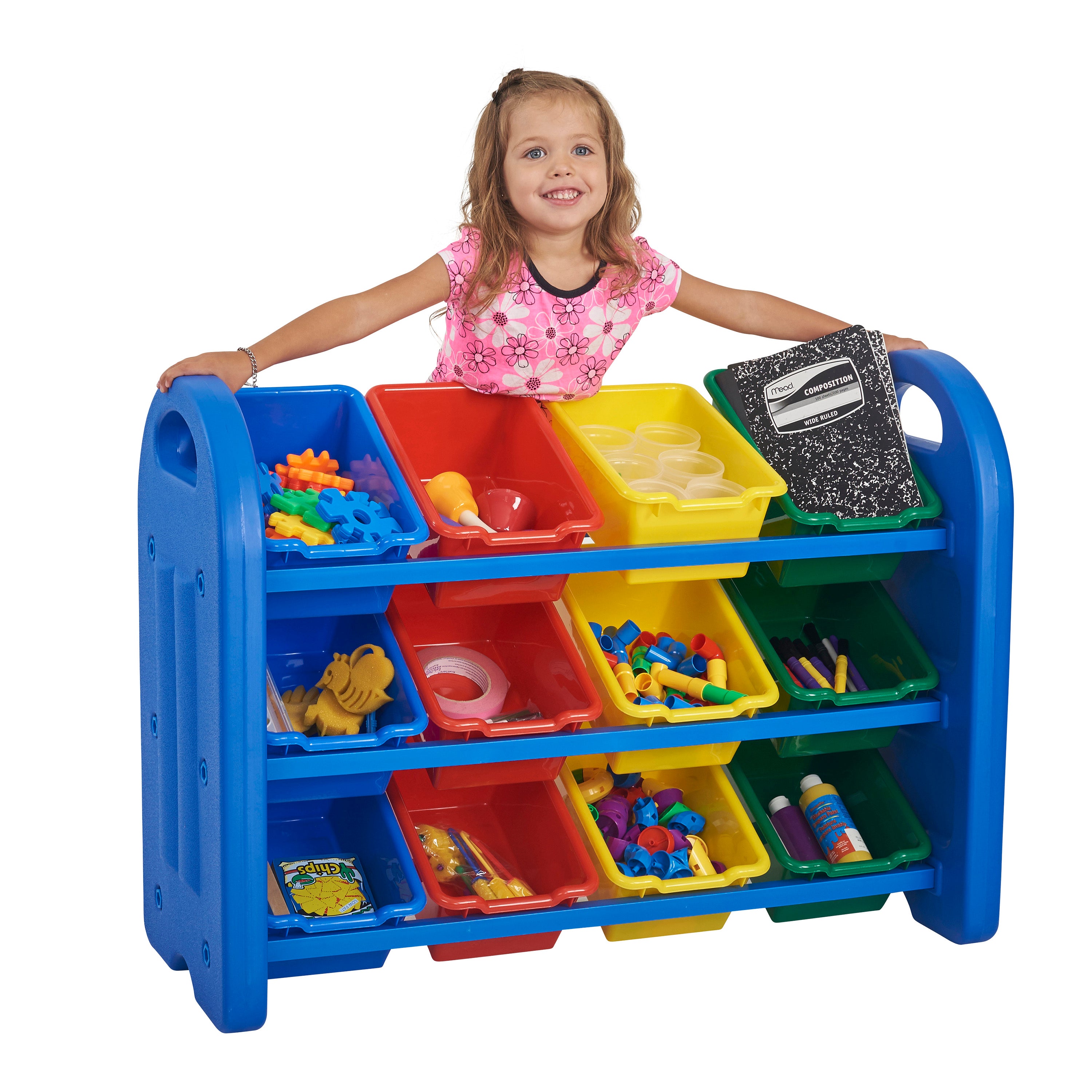 3-Tier Storage Organizer with Assorted Bins - Blue