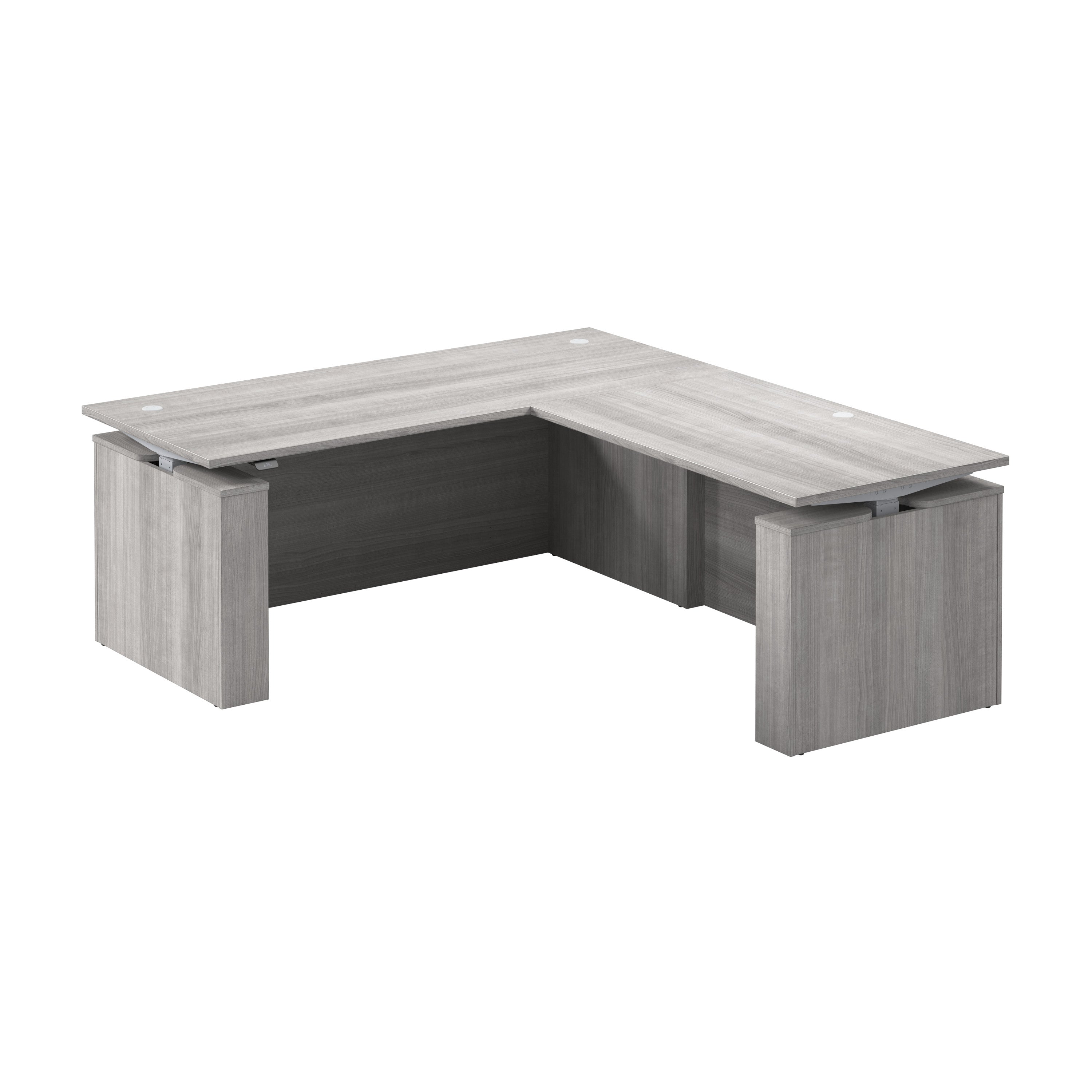 Bush Business Furniture Stratus&nbsp;72W x&nbsp;78D Electric Height Adjustable L Shaped Standing Desk in Platinum Gray with Metallic Gray Base - 71.02" Width x 76.97" Depth x 27.44" Height