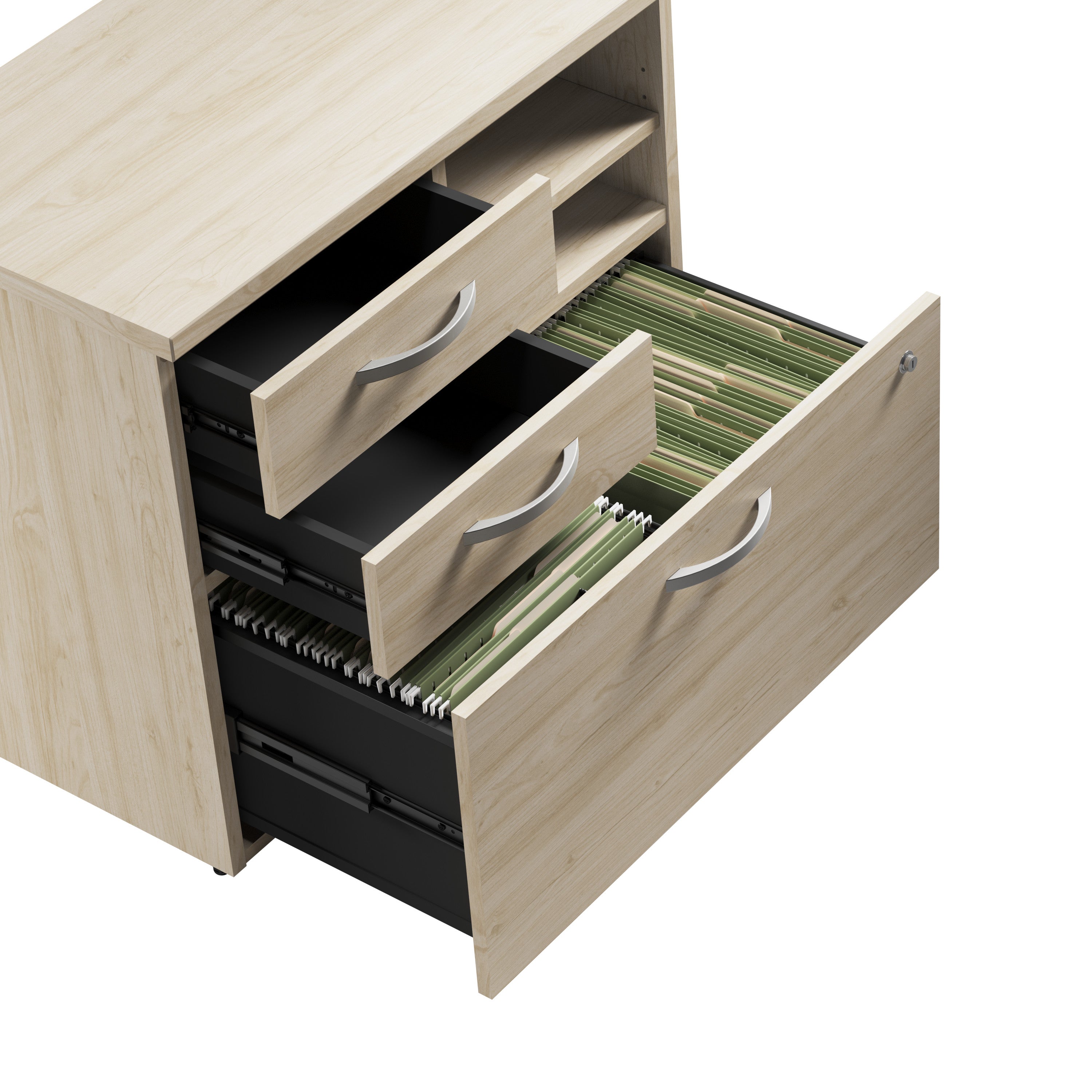Bush Business Furniture Studio C Office Storage Cabinet with Drawers and Shelves in Natural Elm - 29.72" Width x 16.93" Depth x 25.98" Height