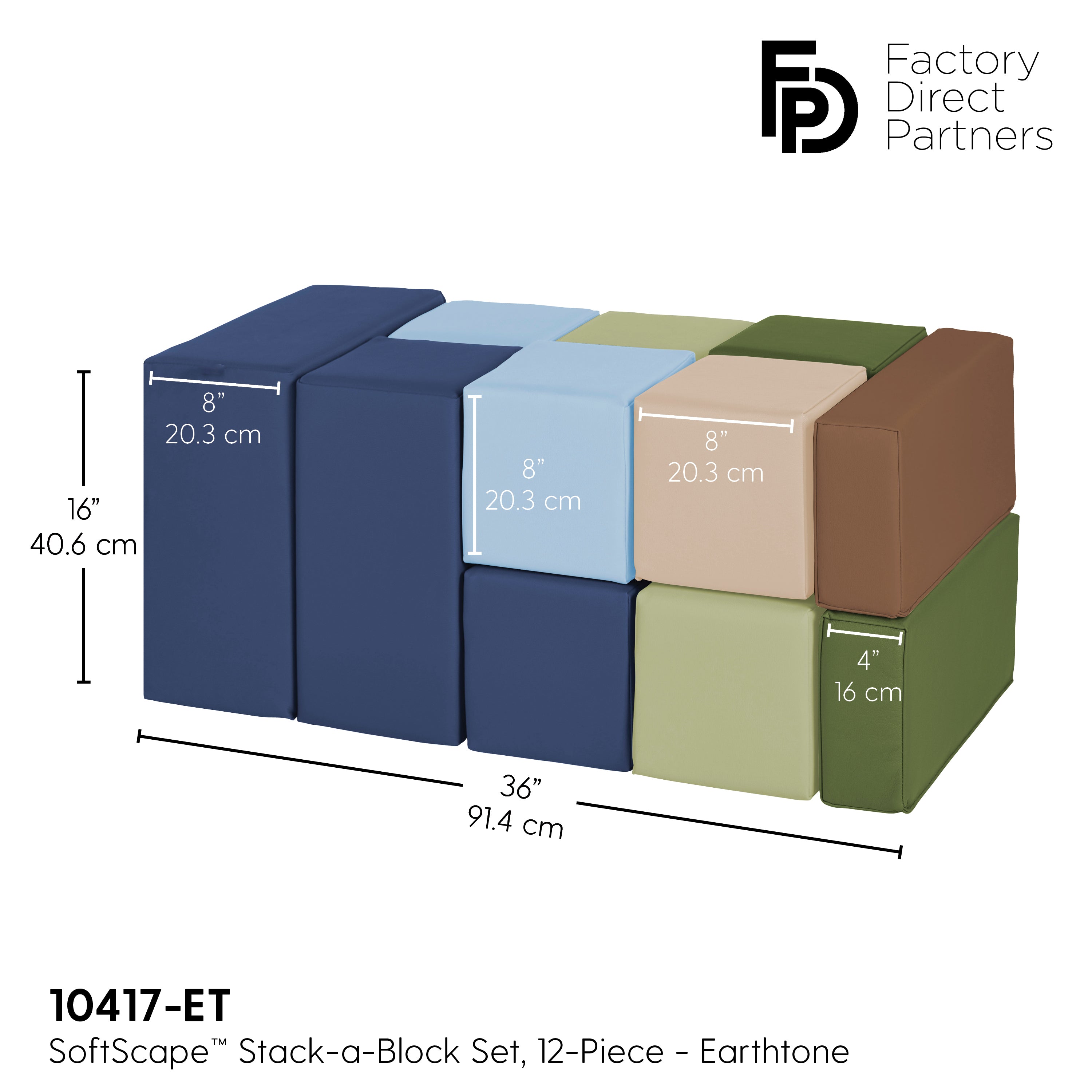 SoftScape Big Block Set, 12-Piece - Earthtone
