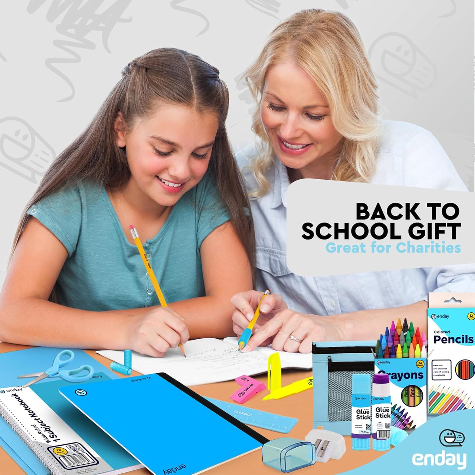 School Supply Kit, Blue, 71-Piece Set