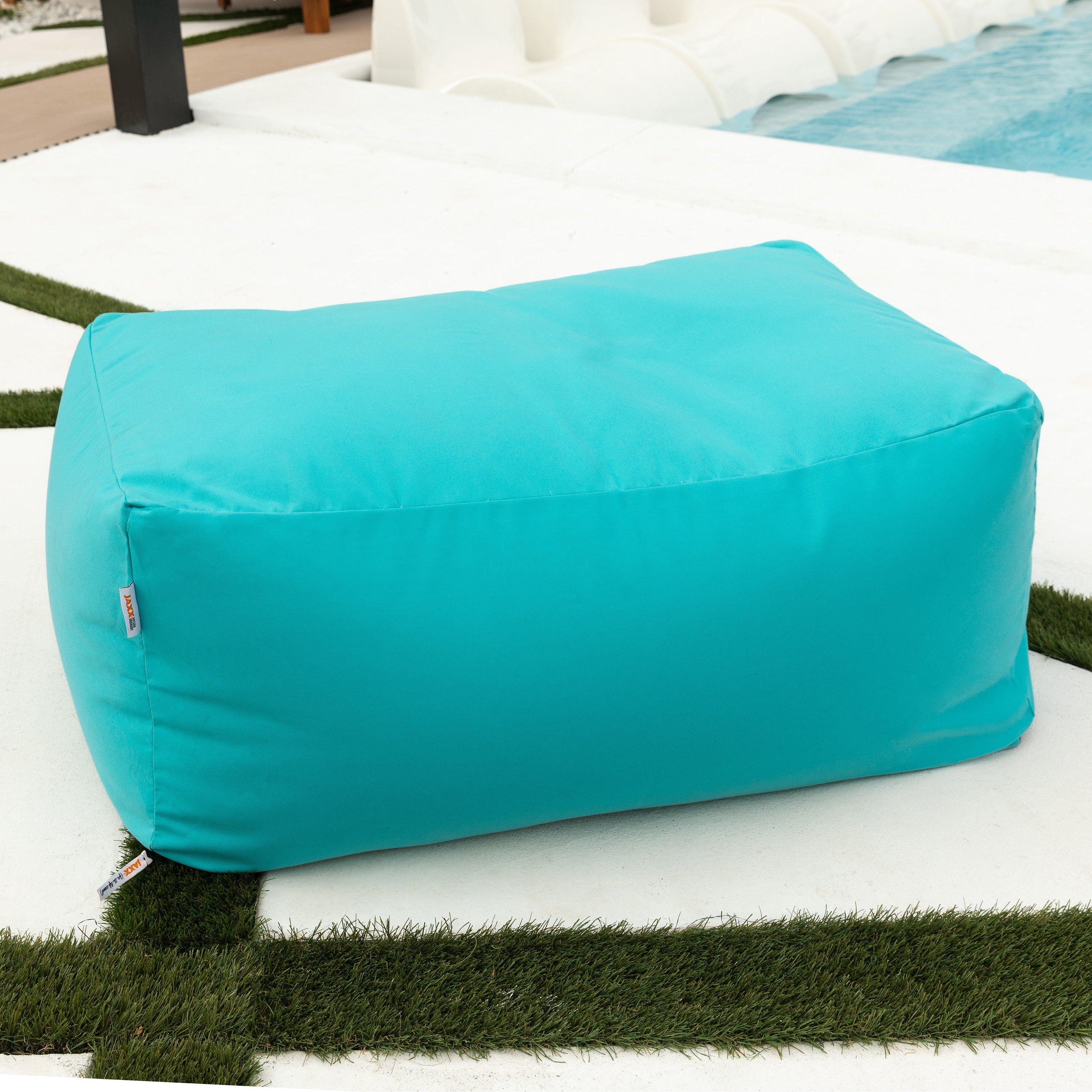 Jaxx Tybee Large Outdoor Ottoman (Ottoman Only) - Sunbrella - Sunbrella Cancun Blue