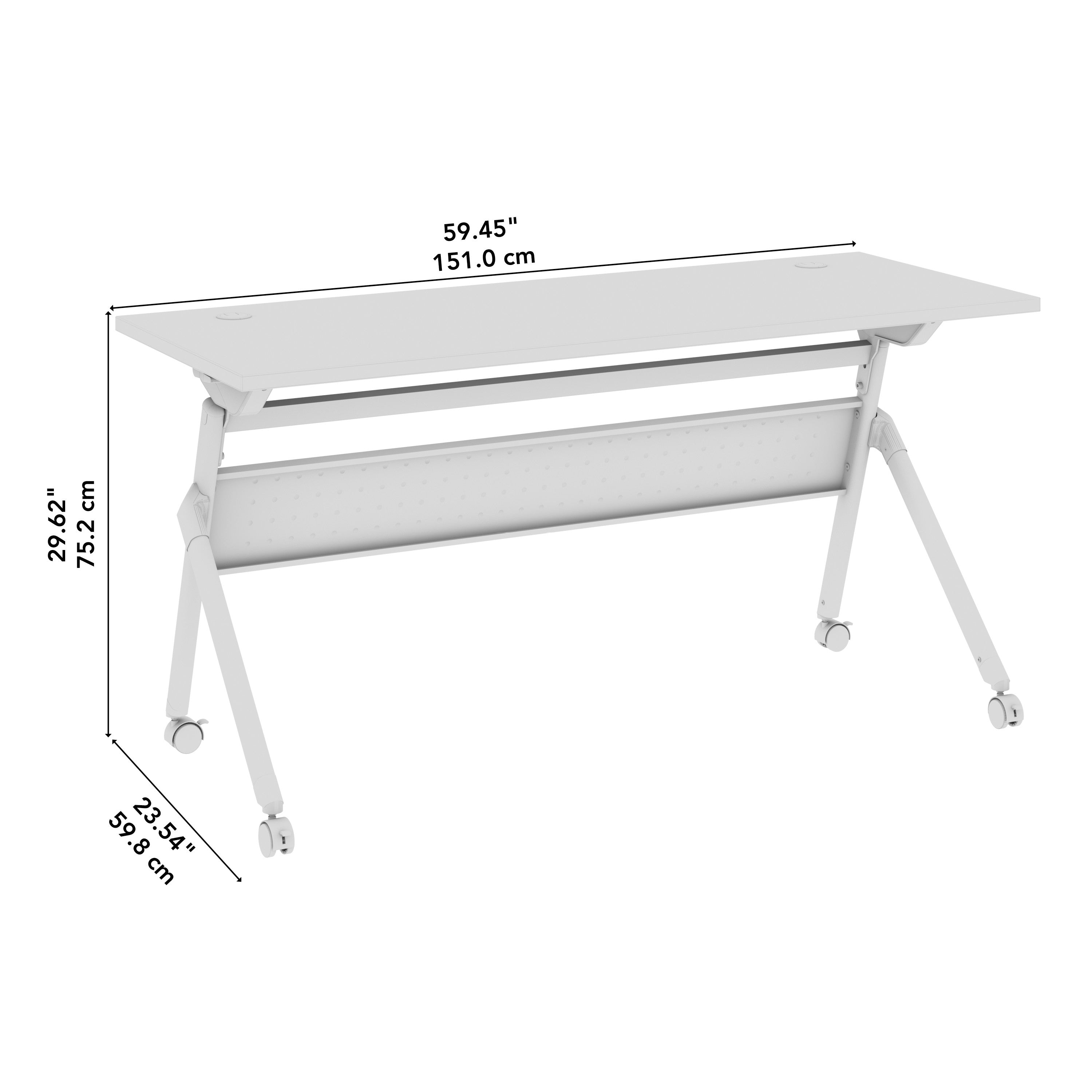 Bush Business Furniture Envision 60W Folding Training Table in White - 59.45" Width x 23.54" Depth x 29.62" Height
