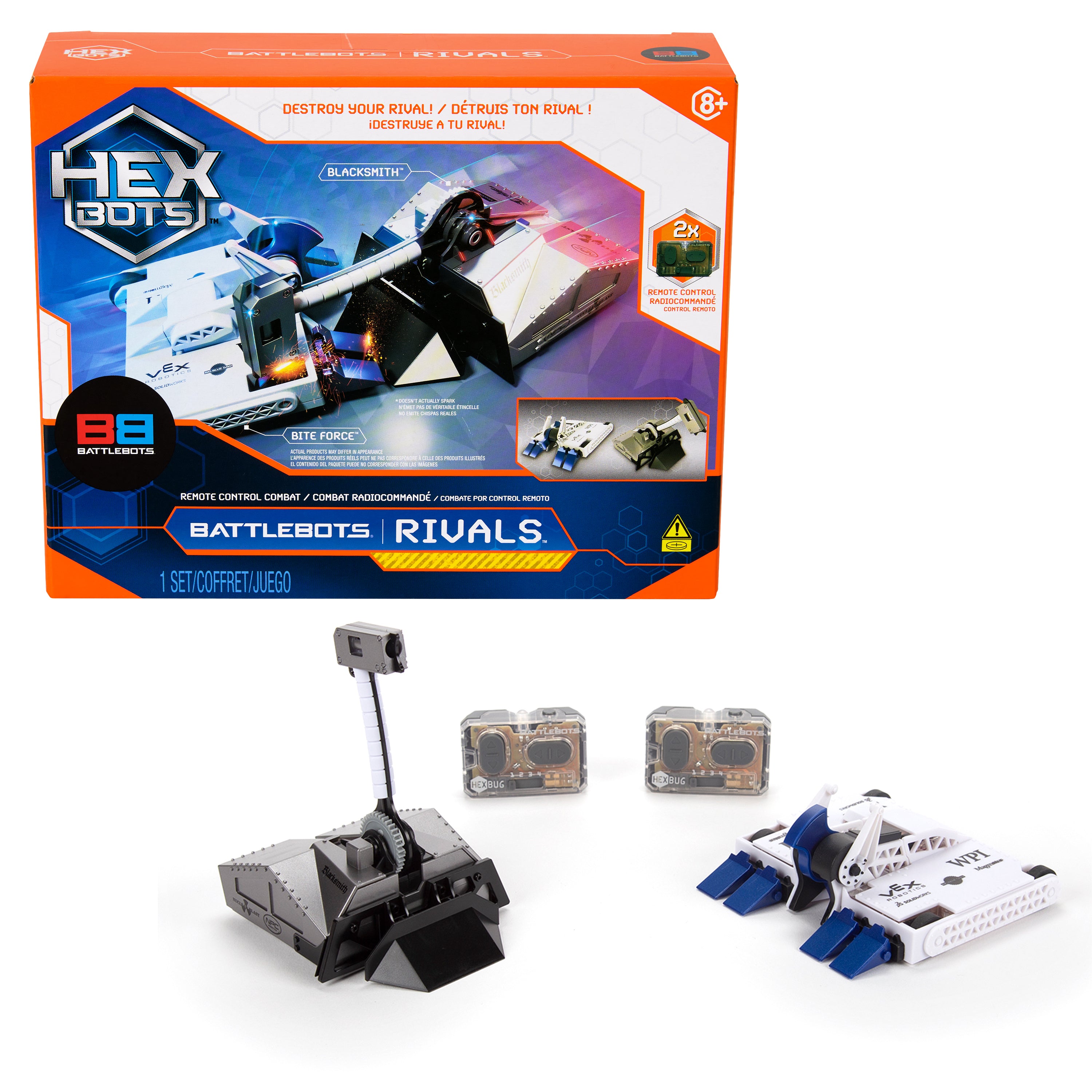 HEX BOTS BattleBots Rivals 4.0 Blacksmith and Biteforce, Remote Control Robot Toys for Kids, STEM Toys for Boys and Girls Ages 8 & Up, Batteries Included