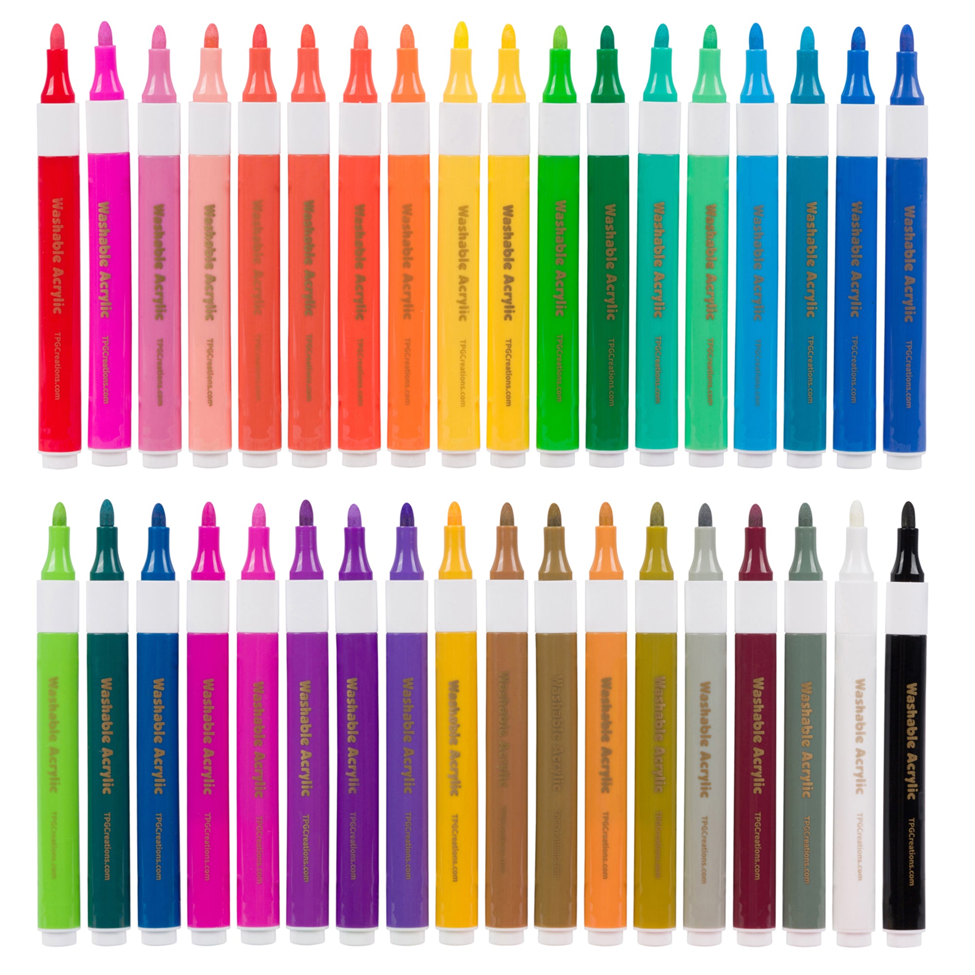 Washable Acrylic Markers, Assorted, 36 Pack