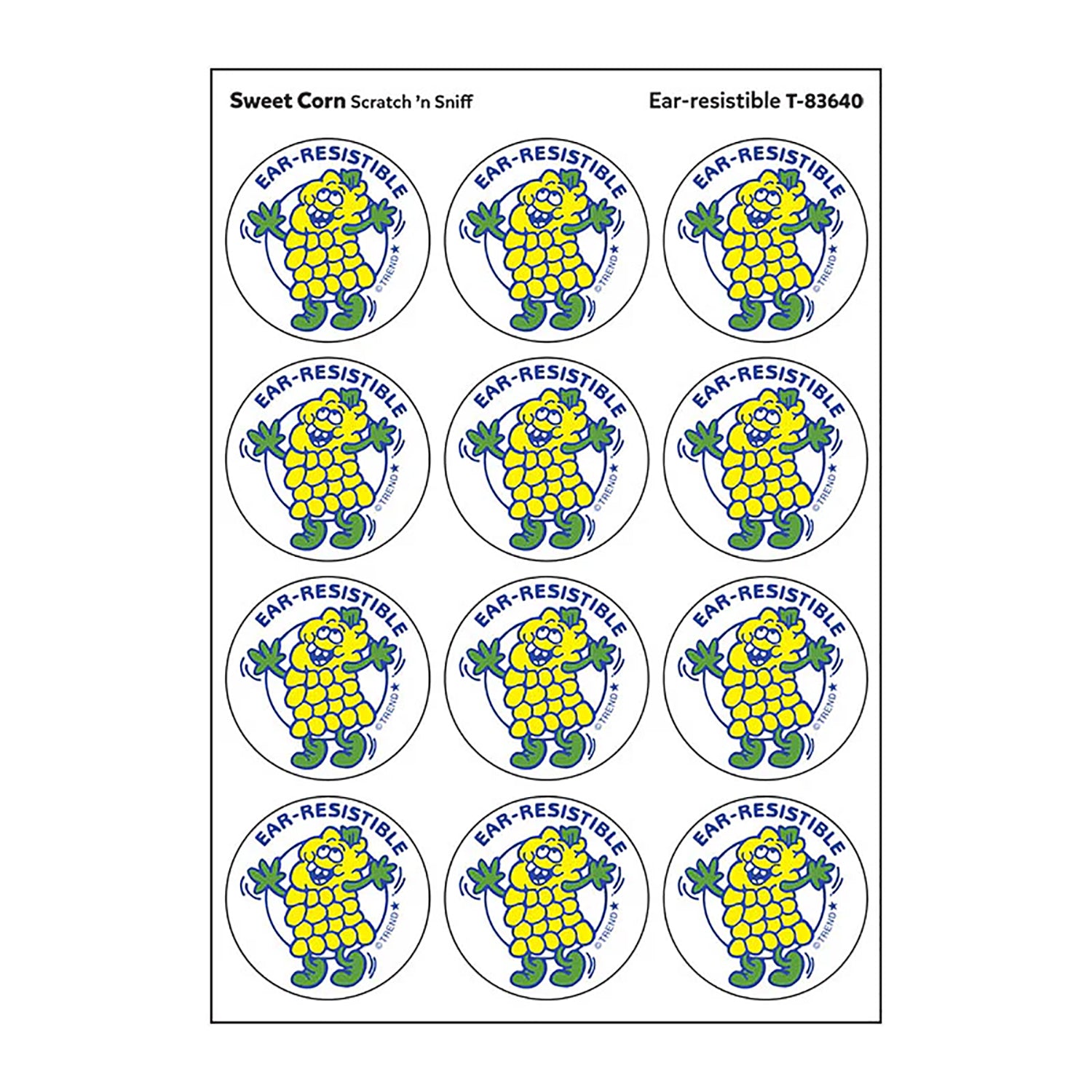 Ear-resistible/Sweet Corn scent Retro Scratch 'n Sniff Stinky Stickers®, 24 Per Pack, 6 Packs