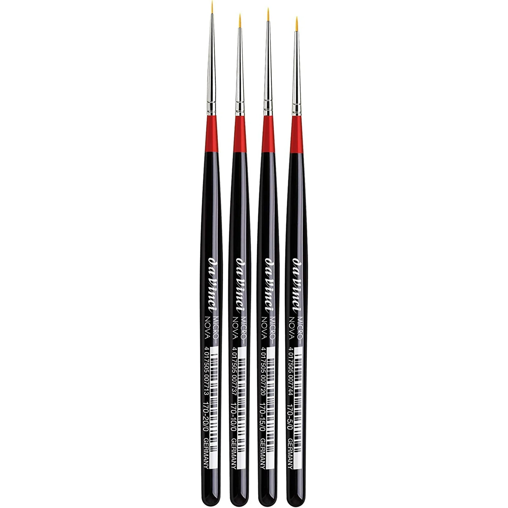 MICRO-NOVA Miniature Brushes, Synthetic, Acrylic & Oil, Round, Series 170, 4 Brush Set
