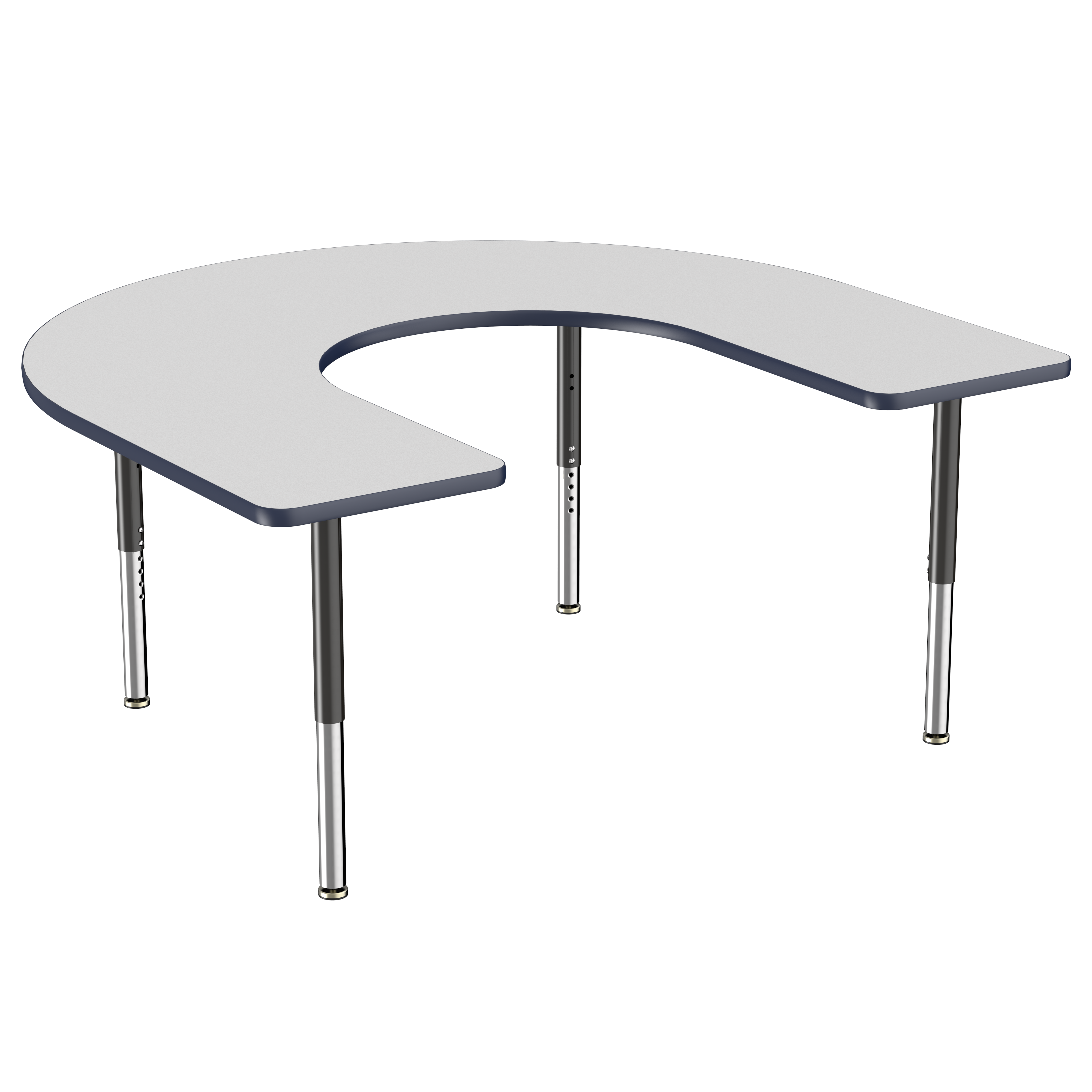 60" x 66" Horseshoe T-Molding Activity Table with Adjustable Super Legs - Gray/Navy/Black