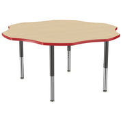 60" x 60" Flower T-Molding Activity Table with Adjustable Super Legs - Maple/Red/Black
