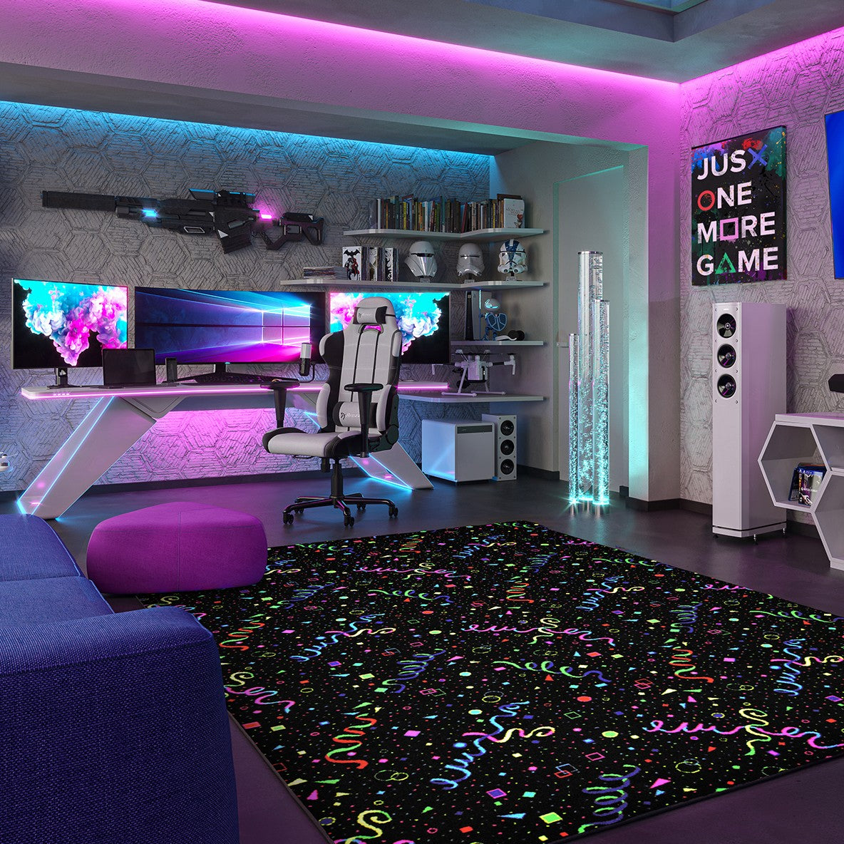 Celebration 6' x 6' area rug in color Fluorescent