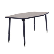 Adapte 34" x 60" Long Hexagon Thermofused Activity Table with Adjustable Tapered Legs - Gray/Navy