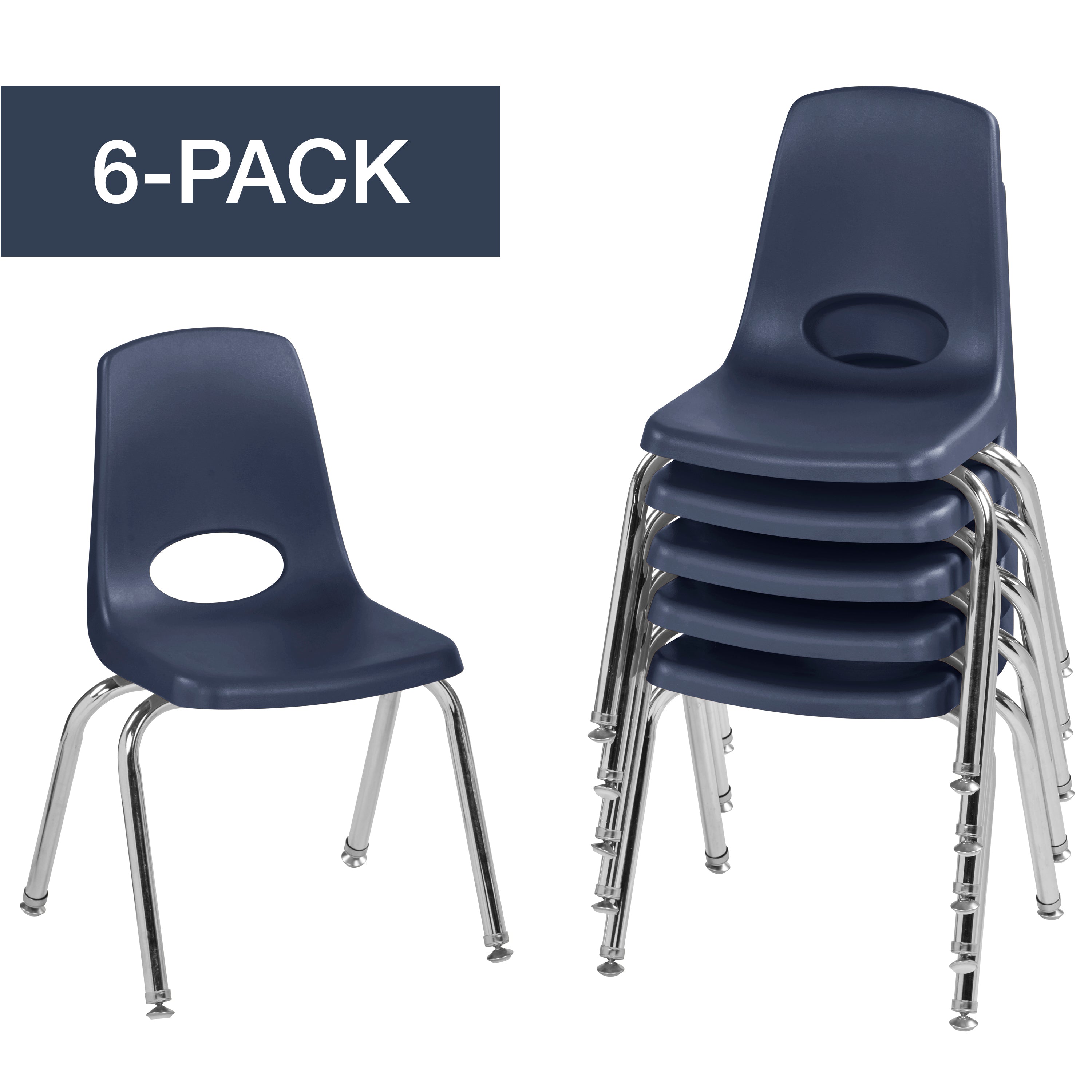 14" Stack Chair with Swivel Glides - Navy