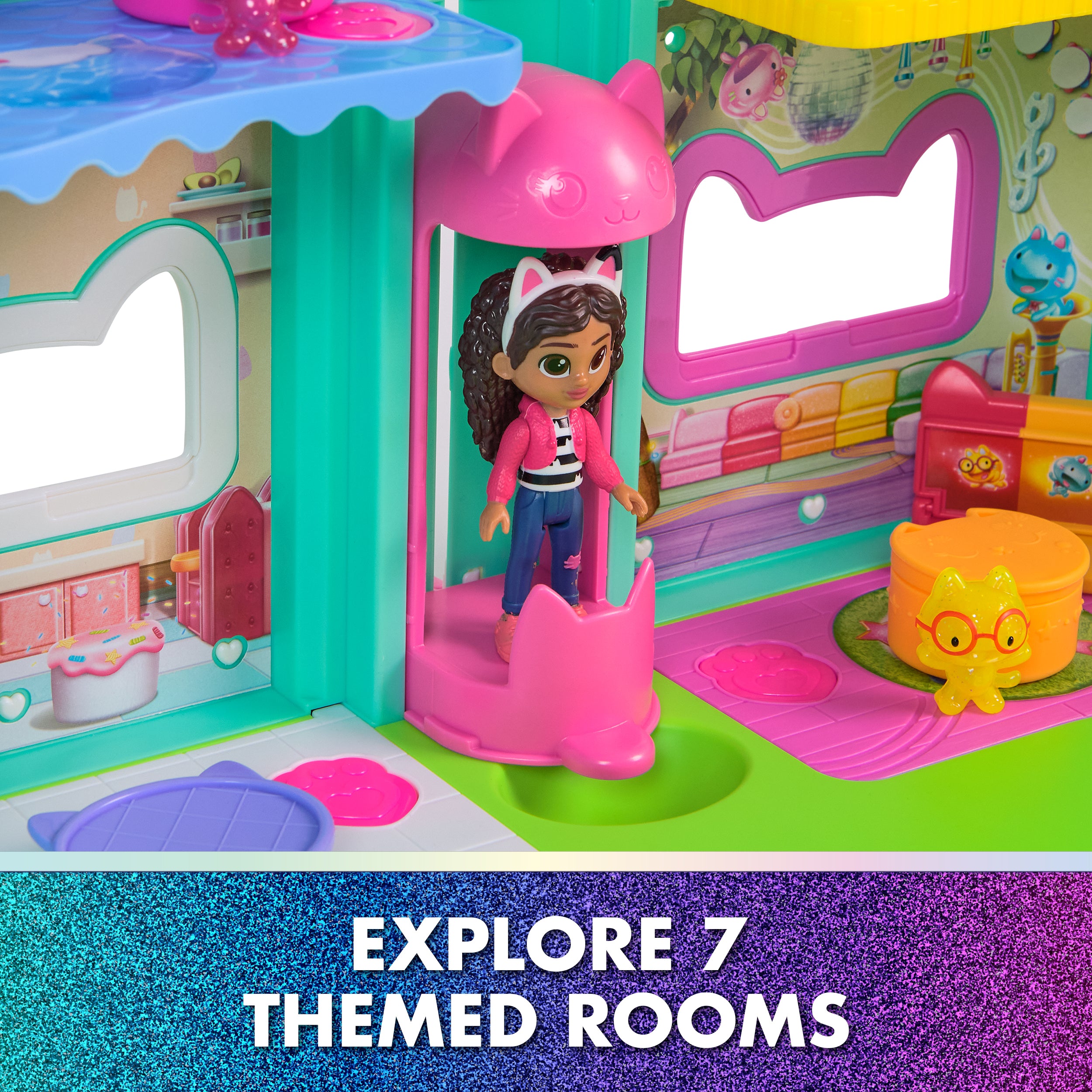 Gabby's Dollhouse: The Movie, Meow-mazing Interactive Dollhouse, 7 Rooms, LCD Screen Eyes, Figures, Sound FX, Kids Toys for Girls & Boys Ages 3 and Up