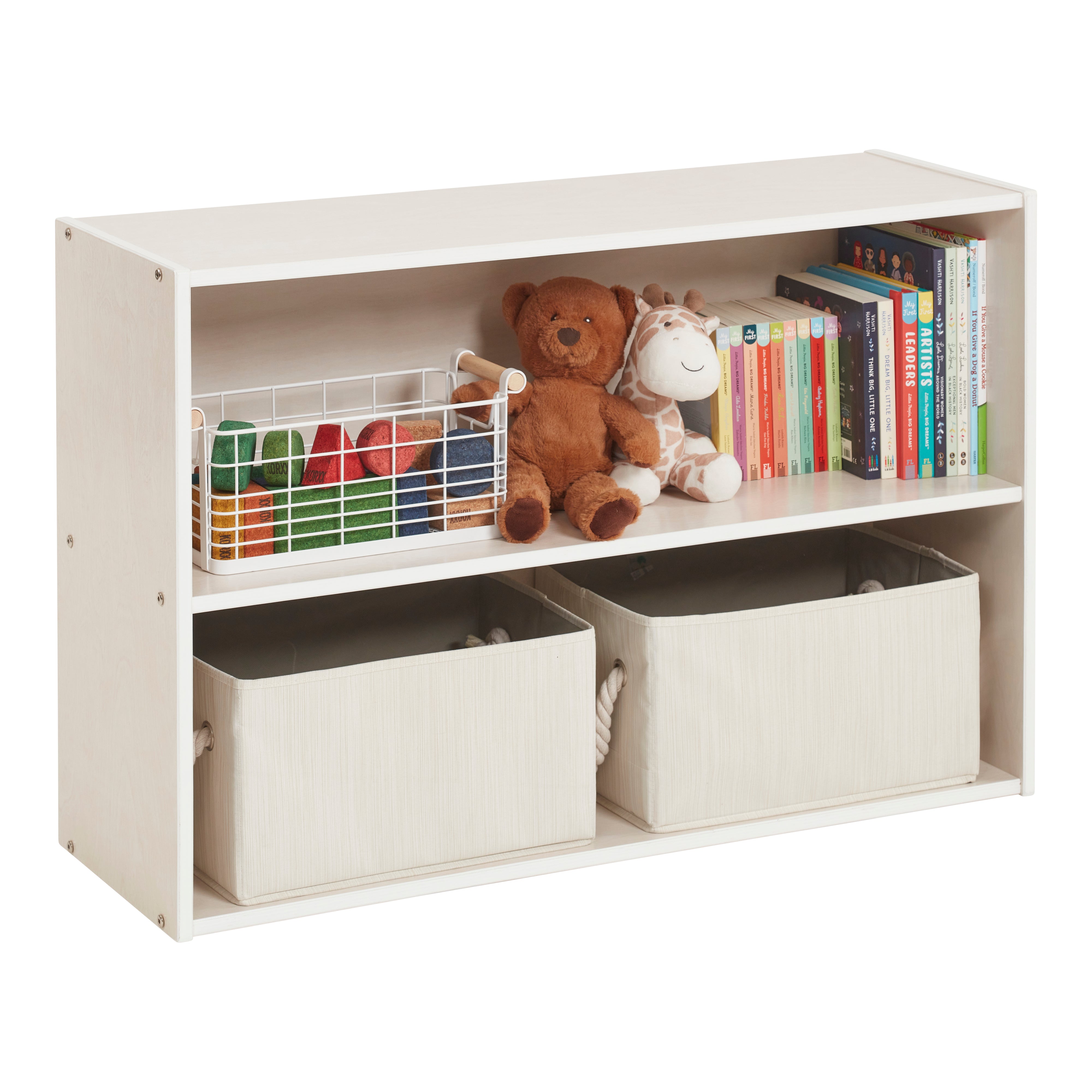 Streamline 2-Shelf Storage Cabinet with Back 24in H -  White Wash
